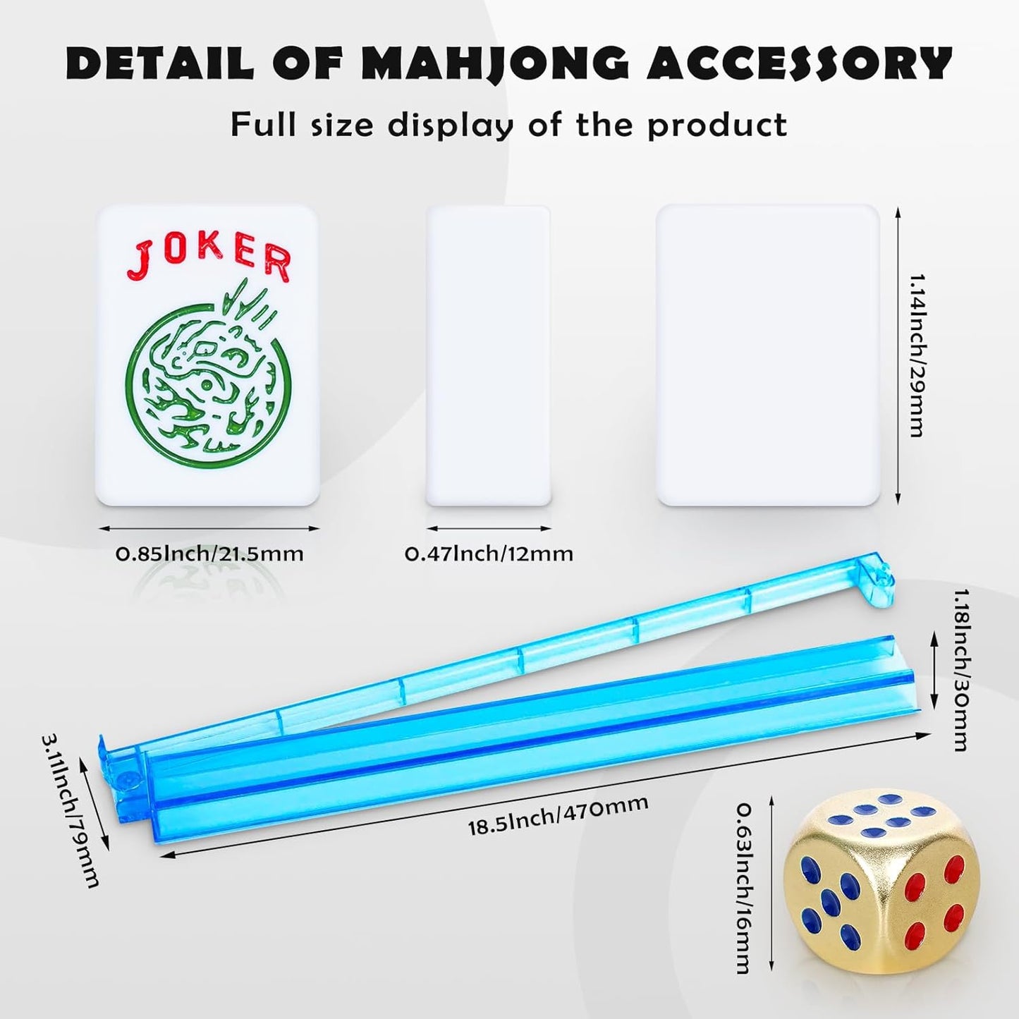 New American Mahjong Game Set, 166 Premium White Tiles with Portable Metal Dices, 4 All-in-One Racks with Pushers, Mah-Jong Games Sets, Ma Jong Tile Game (Red)