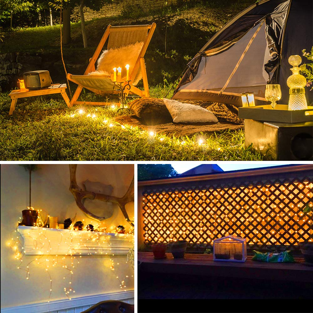 Moobibear LED String Lights 99ft 300 LEDs Warm White Copper Wire Remote Control for Outdoor Garden Party Decor