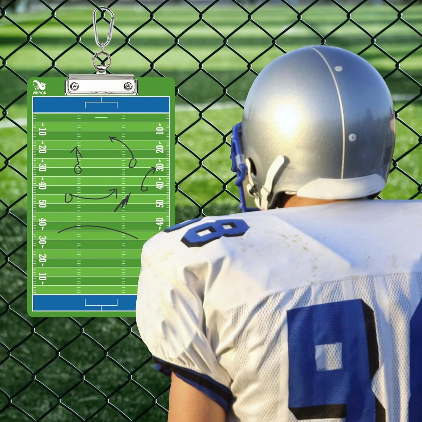 WISYOK Double-Sided Football Dry Erase Clipboard for Coaches, Ideal Coach Gift