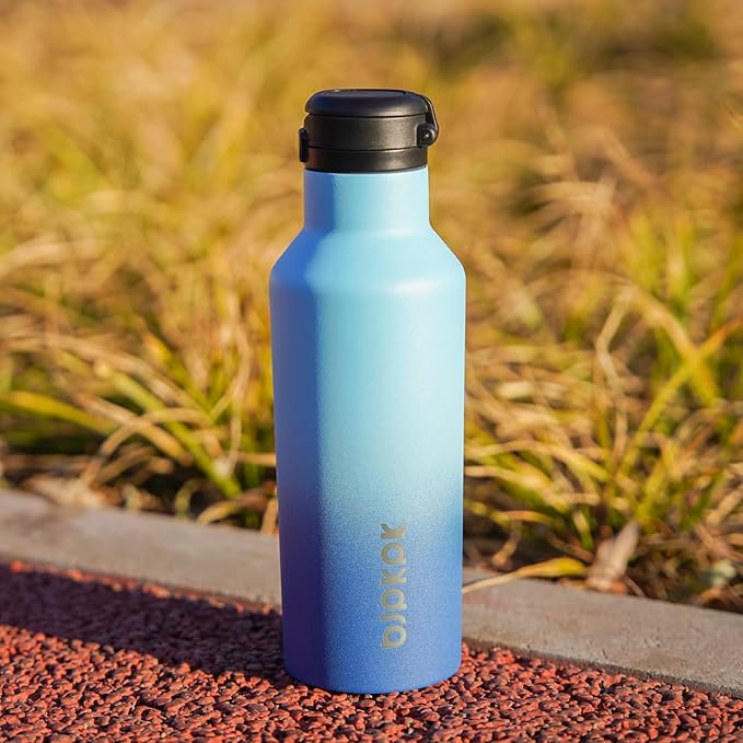 BJPKPK Insulated Water Bottle With Straw 17oz Stainless Steel Water Bottles With 2 Lids And Carry Handle Reusable Travel Metal Thermal Flask,Navy Blue