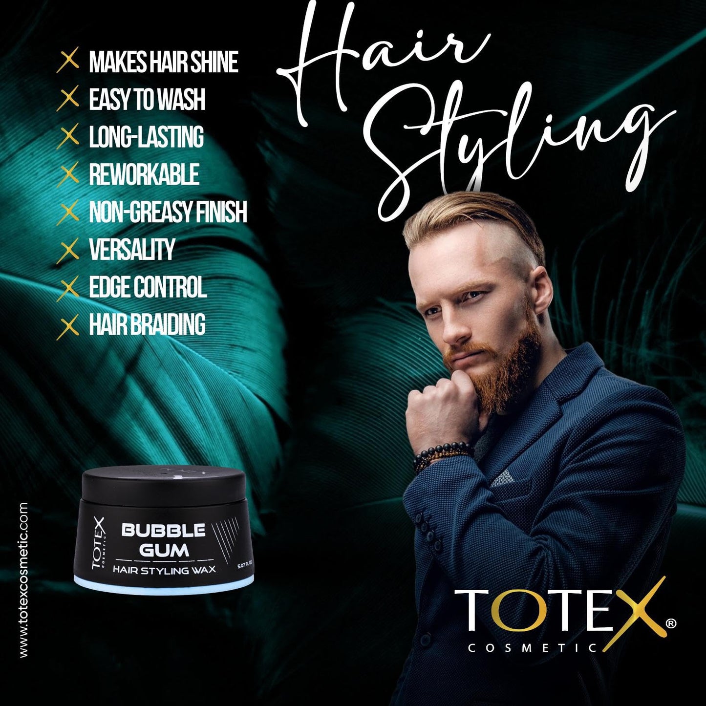 Totex Hair Styling Wax Bubblegum Regular Hold Paste Professional Barbers Men Care Bubble Gum Hair Wax 150 ml