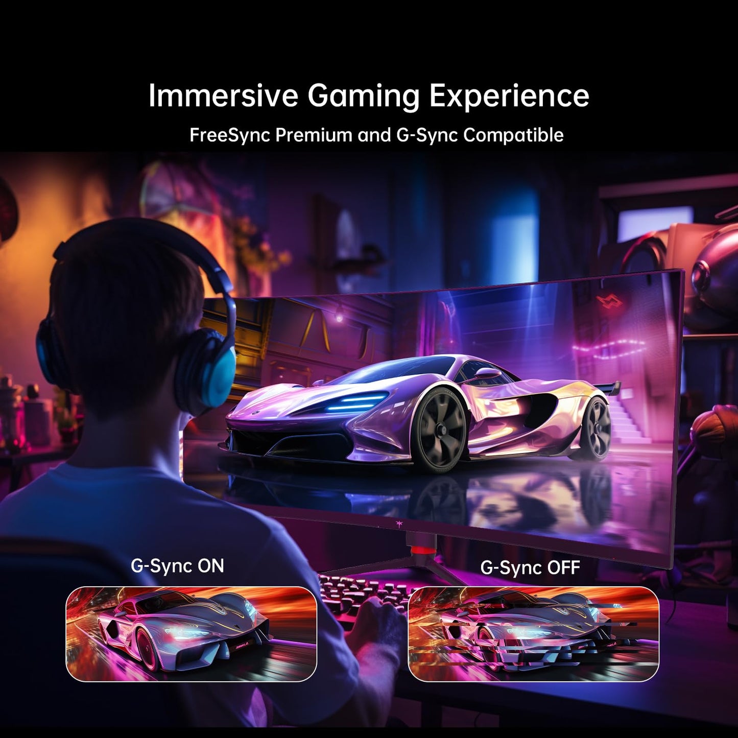 KTC 34 Inch Curved Ultrawide Gaming Monitor, 21:9, 3440x1440p 165Hz 1ms, 1500R Curved Monitor, Freesync G-sync Compatible, HDMI 2.0 x2 & DP1.4 x 2, Height/Tilt/Swivel/Pivot, H34S18S