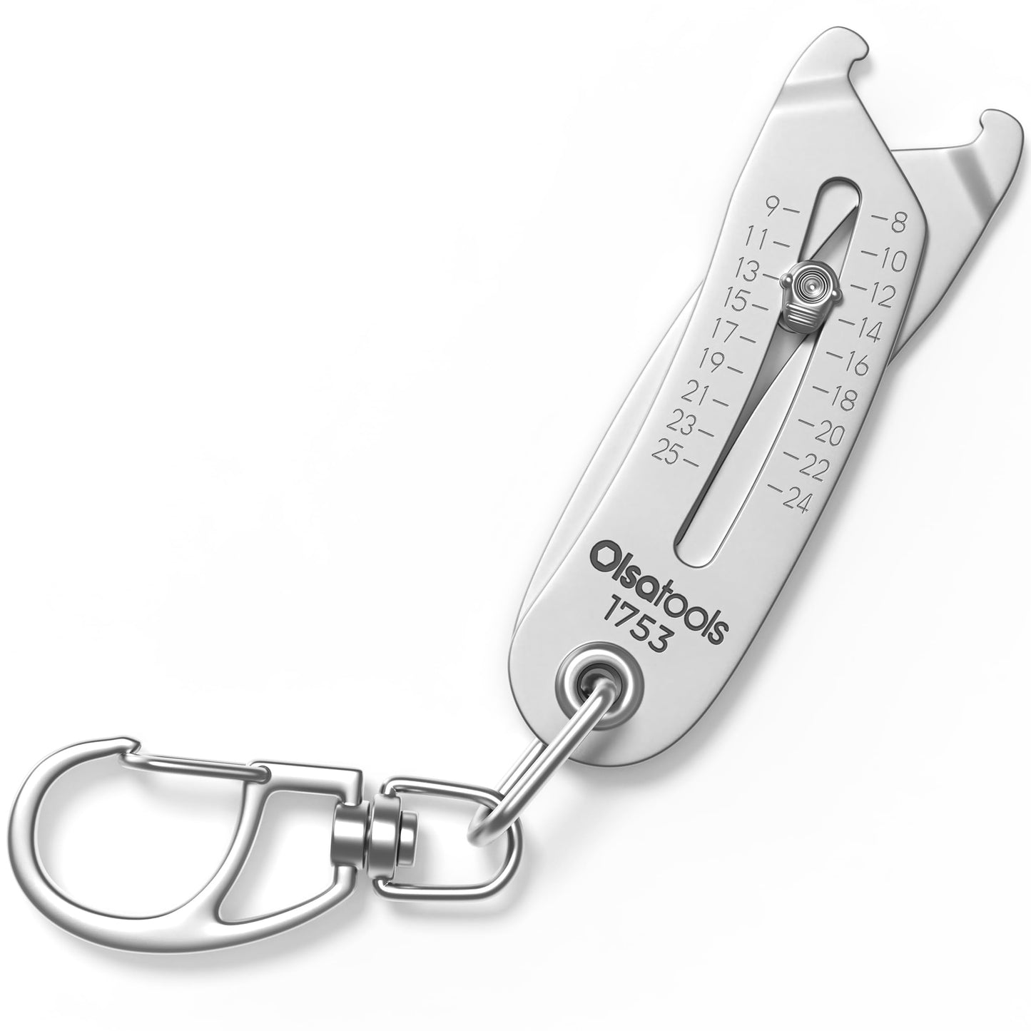 Olsa Tools Bolt Size Finder Keychain - Precision with Accurate Metric (8-25mm) and SAE (5/16 to 1") Measurements - Bolt Gauge - Dual-Sided - Portable Design - Gifts For Mechanics - Part: 1753