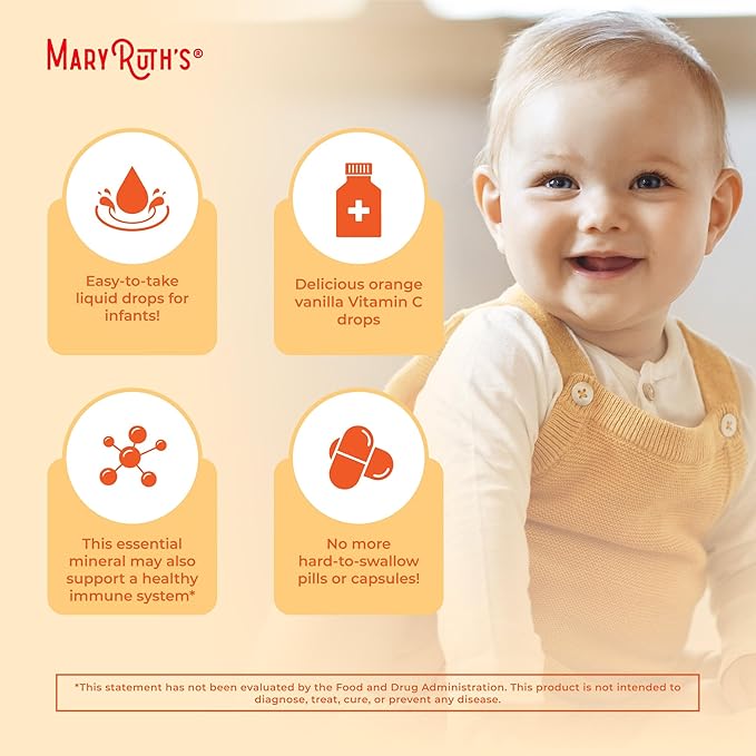 MaryRuth Organics Infant & Baby Vitamin C Supplement | USDA Organic Vitamin C Liquid Drops for Infants | Ages 6-12 Months | Immune Support | Overall Health | Vegan | Non-GMO | Gluten Free | 2 Fl Oz