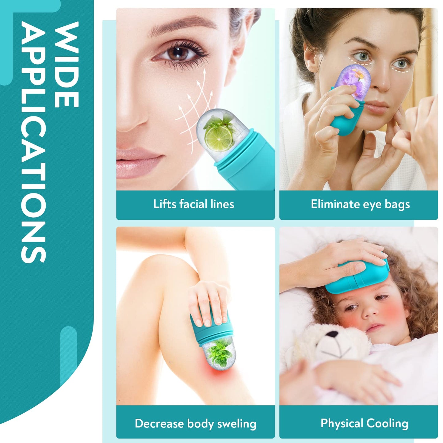AURUZA Ice Face Roller and Gua Sha Set, Facial Ice Roller & Gua Sha Massage Tool for Face & Eye Puffiness Relief, Shrink Pores,