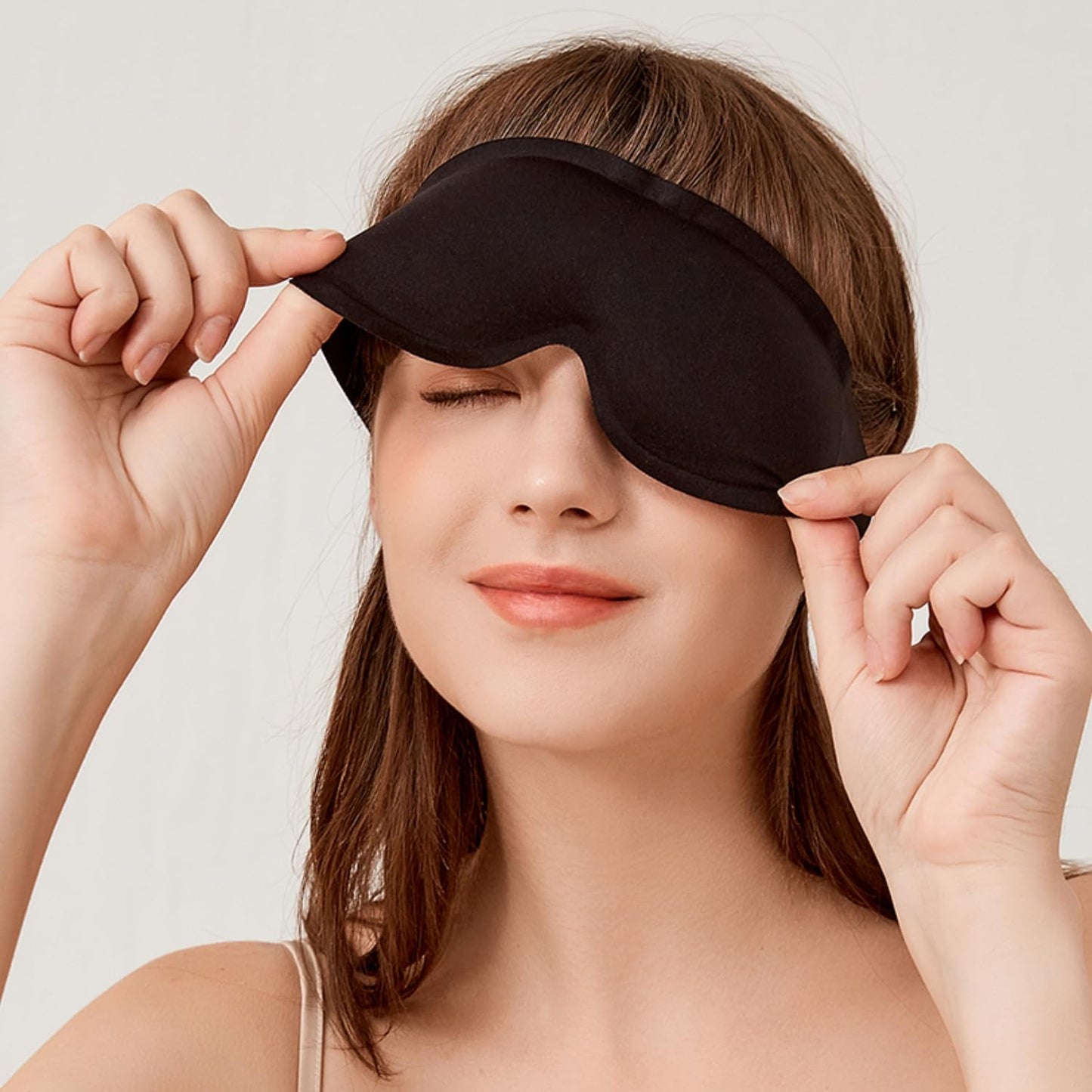 Minimalist Design Eye Sleep Mask, Non-Adjustable and Comfortable Headband Over Ears w/o Side Buckles (Black)