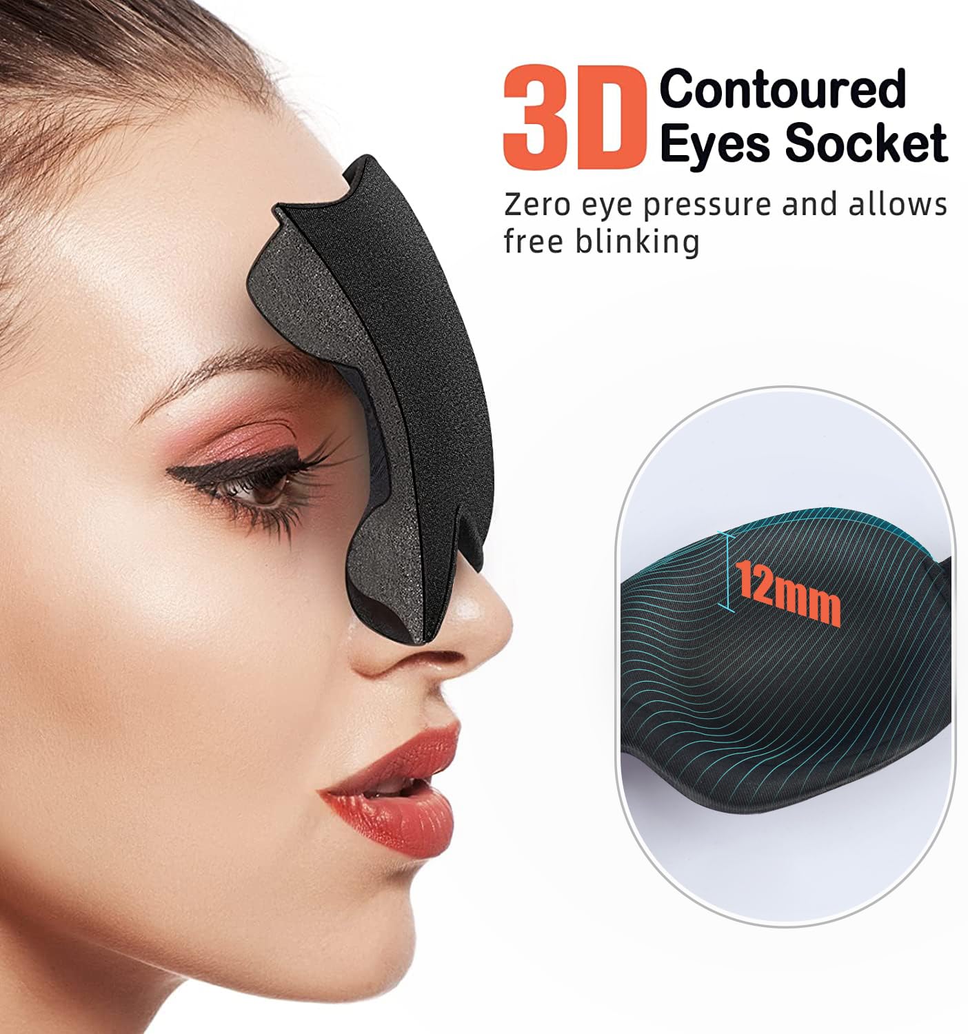 AMAZKER Sleep Mask for Side Sleeper 2 Pack, 3D Contoured Cup Sleeping Mask & Blindfold, Concave Molded Night Sleep Mask, Block Out Light, Soft Comfort Eye Shade Cover for Travel Yoga Nap