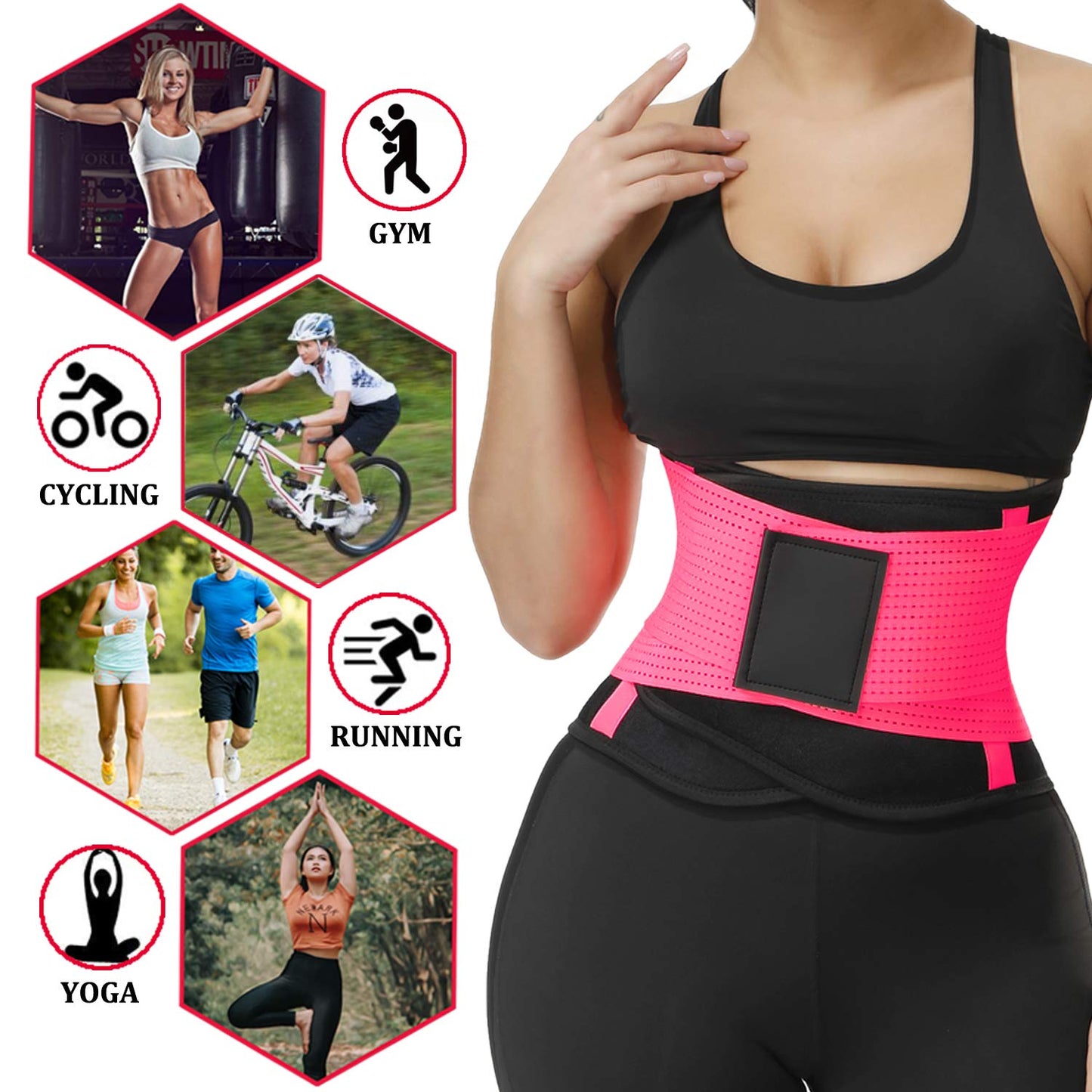 VENUZOR Waist Trainer for Women - Cincher Trimmer - Slimming Body Shaper Belt - Sport Girdle (UP Graded)(FL Pink,XL)