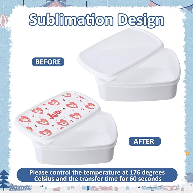 6 Pcs Sublimation Bento Lunch Boxes 7.3 x 4.7x 2.4 Inches Leakproof Plastic Snack Boxes Reusable Lunch Container for Work, Travel, and Camping