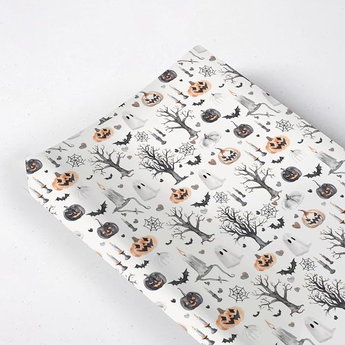 Halloween Pumpkin Bats Spiders Trees Hearts Pattern Baby Changing Pad Cover, Unisex Fall Winter Holiday Nursery Diaper Changing Table Pad Mat Sheet for Boys Girls-16x32