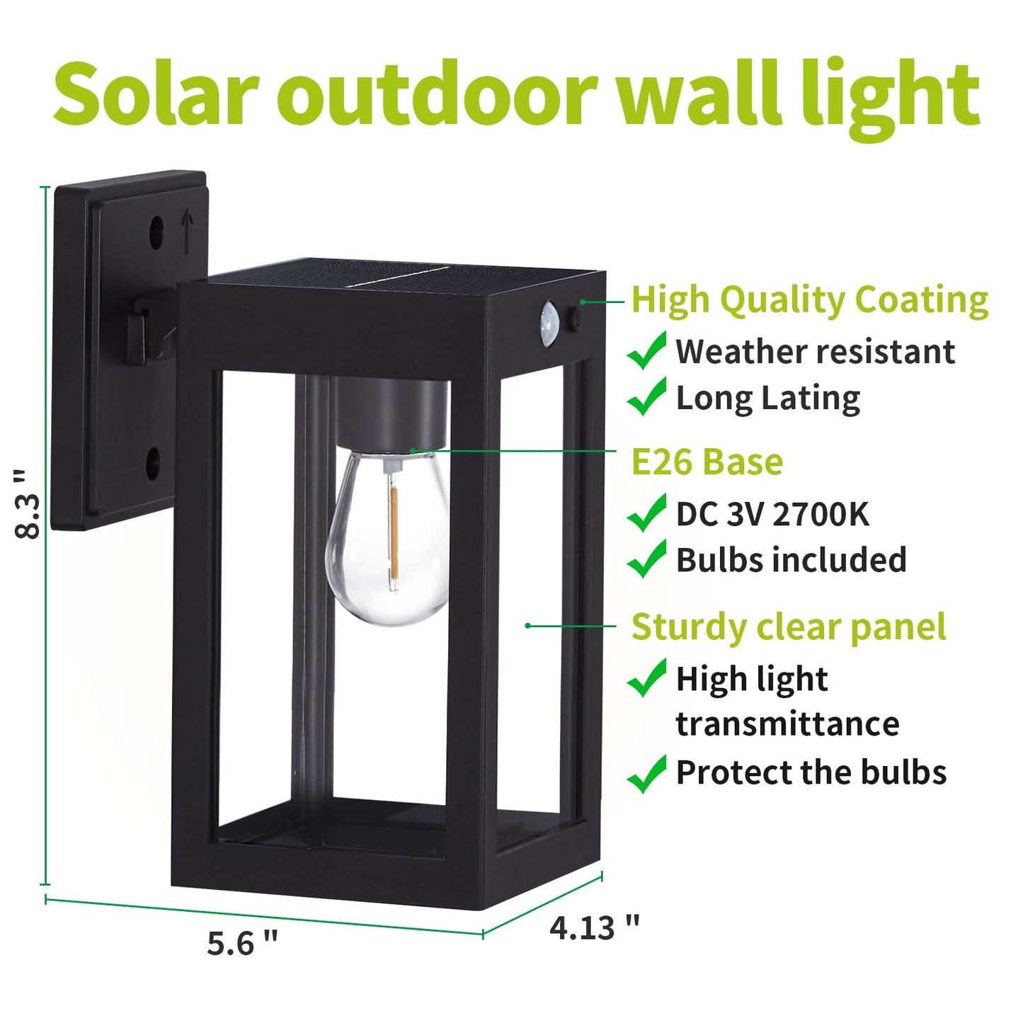 Mdenlt 2 Pack Solar Porch Lights Outdoor Solar Wall Lights With 3 Lighting Modes&Motion Sensor  Dusk To Dawn Sconce Lights Wall Mount Exterior Wall Lantern Light Fixture For House  Garage Patio Shed