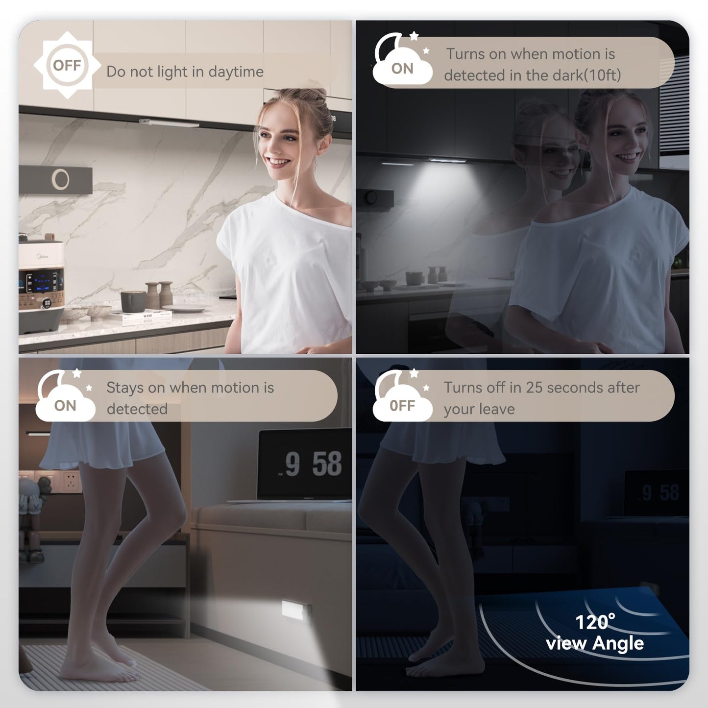 Under Cabinet Lighting  Led Magnetic Motion Activated Under Cabinet Lights  Rechargeable Closet Lights 2500Mah Battery Operated  Wireless Dimmable Under Counter Lights For Kitchen Hallway 3 Pack