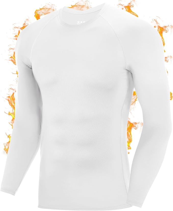 Roadbox Men's Thermal Compression Shirts, Long Sleeve Fleece Lined Undershirt, Cold Weather Workout Athletic Base Layer Top