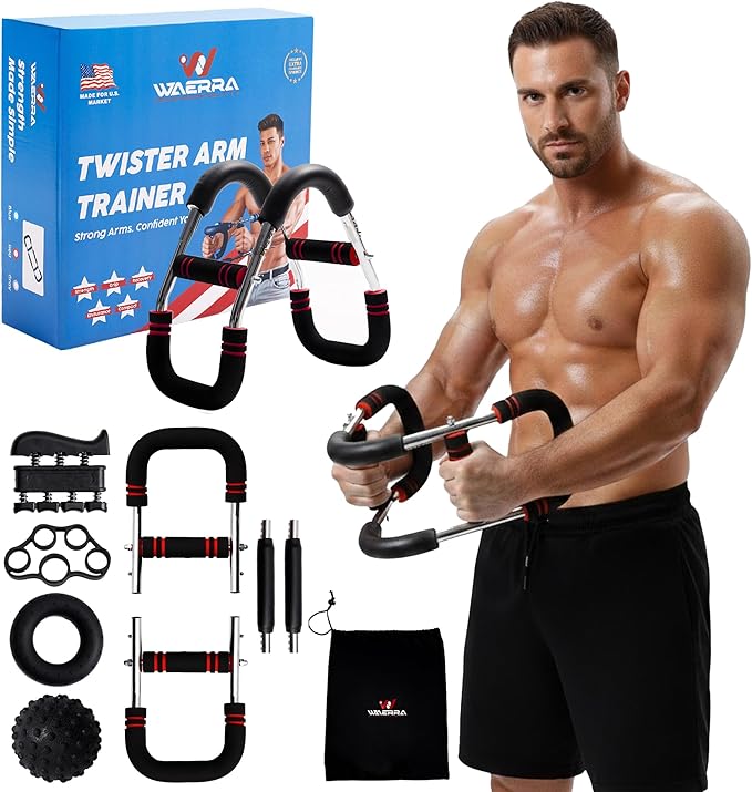 Adjustable Twister Arm Trainer – Upper Body Strength Workout Equipment for Home, Steel Resistance Exerciser with Grip & Fi...