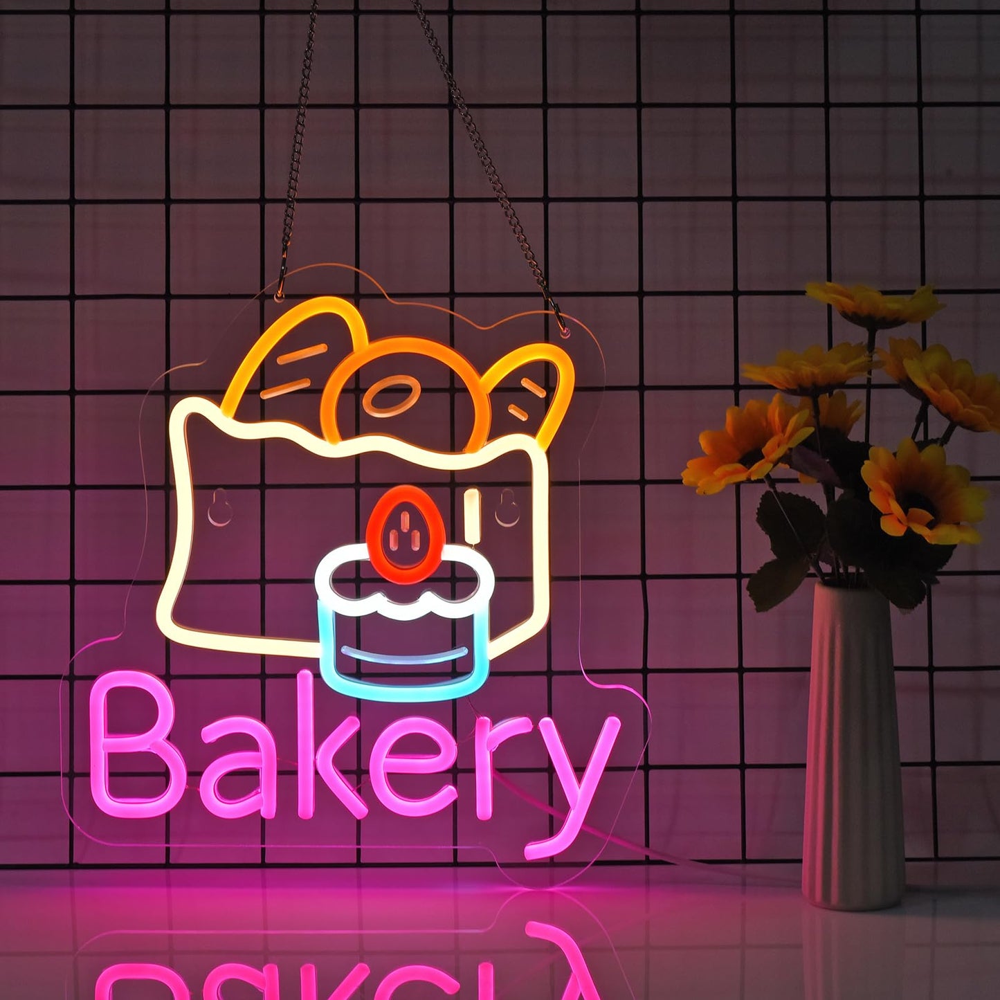 Jomobuty Bakery Neon Sign For Wall Decor Led Light Up Sign Kitchen Baking Dessert Shop Restaurant Business Signage Cake Food Shop Cafe Birthday Party 12.6 X 11.8 Led Art Hanging Decorative Gifts