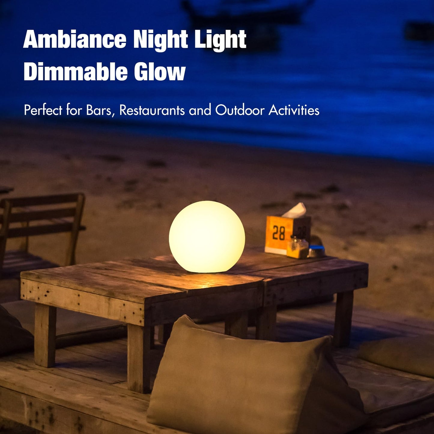 NBStarTech Kids Night Light, Dimmable 16 RGB Colors, 4.8in Waterproof Globe, Rechargeable with Remote, Multicolor