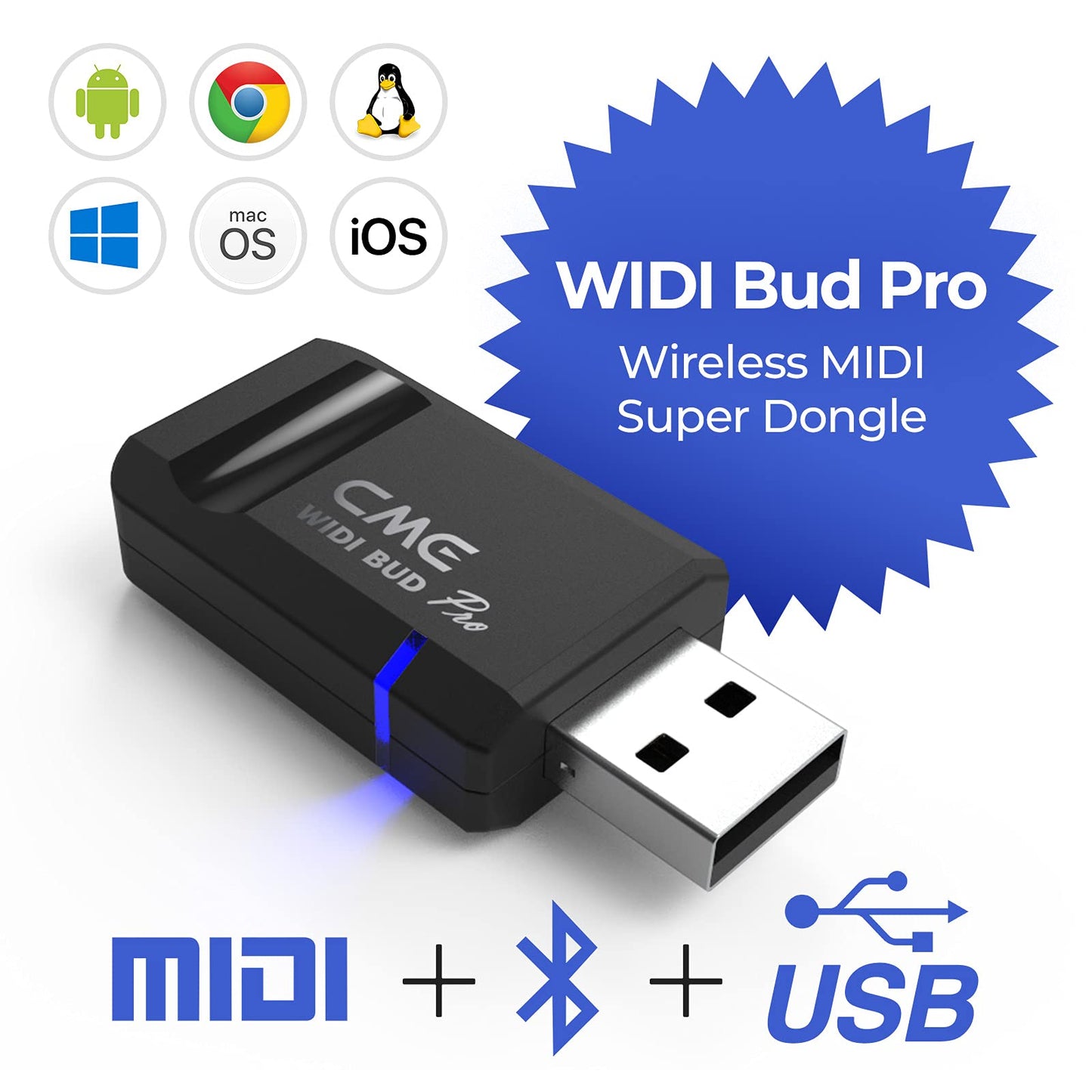 Cme Widi Bud Pro - Bluetooth Midi Interface For Ios, Macos, Windows, Android, Chromeos, Linux - Plug, Pair & Play - No Drivers -