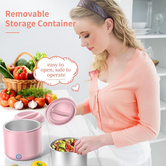 41-Ounce Electric Lunch Box 80W Heated Lunch Box, Portable Food Warmer for Work with 1.2L 304 Stainless Steel Container and 12V/24V/110V/220V Compatibility in Car Truck
