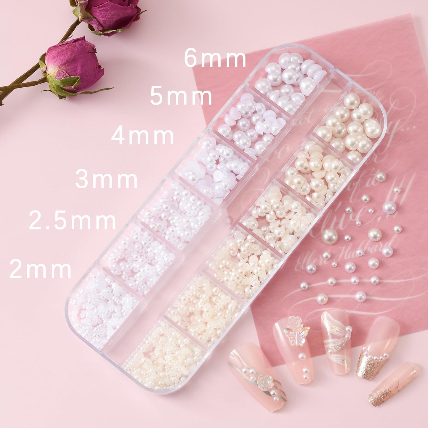 OPMADM 3 Boxes Nail Charms and Gems Nail Art Charms Charms for Nails Design Rhinestones for Nails Caviar Beads Pearls