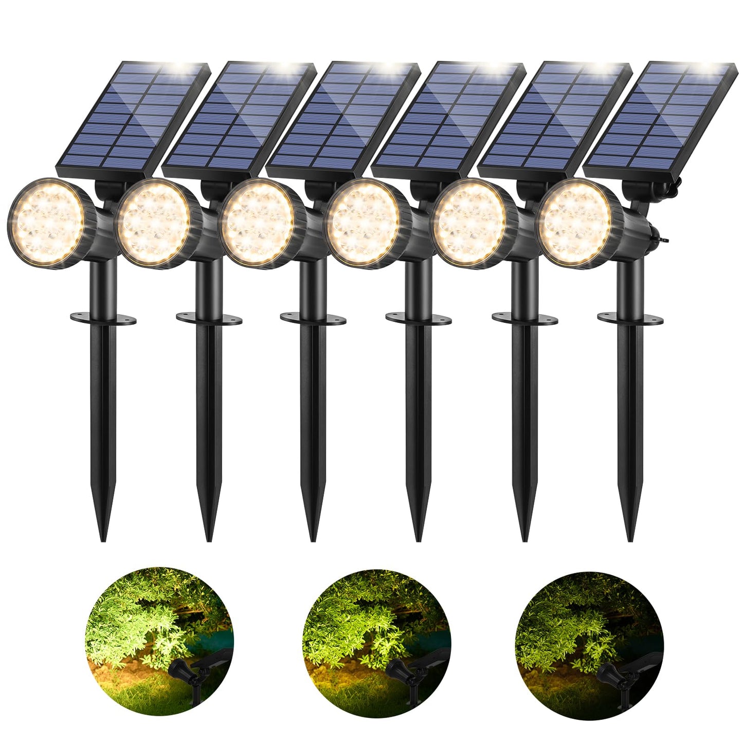 6-Pack Solar Spot Lights For Outside  Solar Powered Lights With 30Leds & 3 Modes  Outdoor Solar Light Waterproof  Dusk To Dawn Solar Landscape Lighting For Yard Garden Tree Flag Sculpture(Warm White)