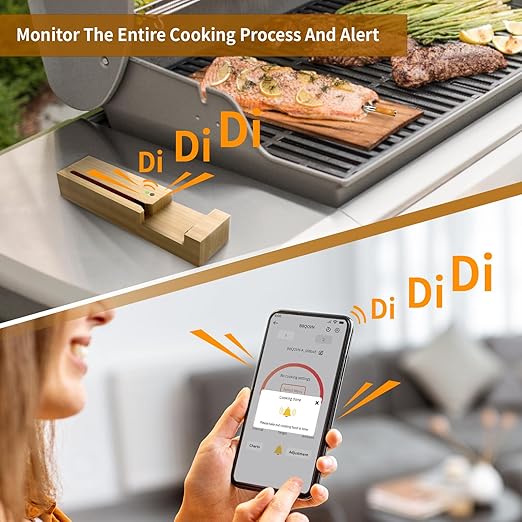 Bluetooth Wireless Meat Thermometer 3.9mm Ultra-Thin Probe NIST Accuracy Certification 800FT Range Monitor Temperature for BBQ,Grill,Kitchen,Sous Vide,Oven,Smoker