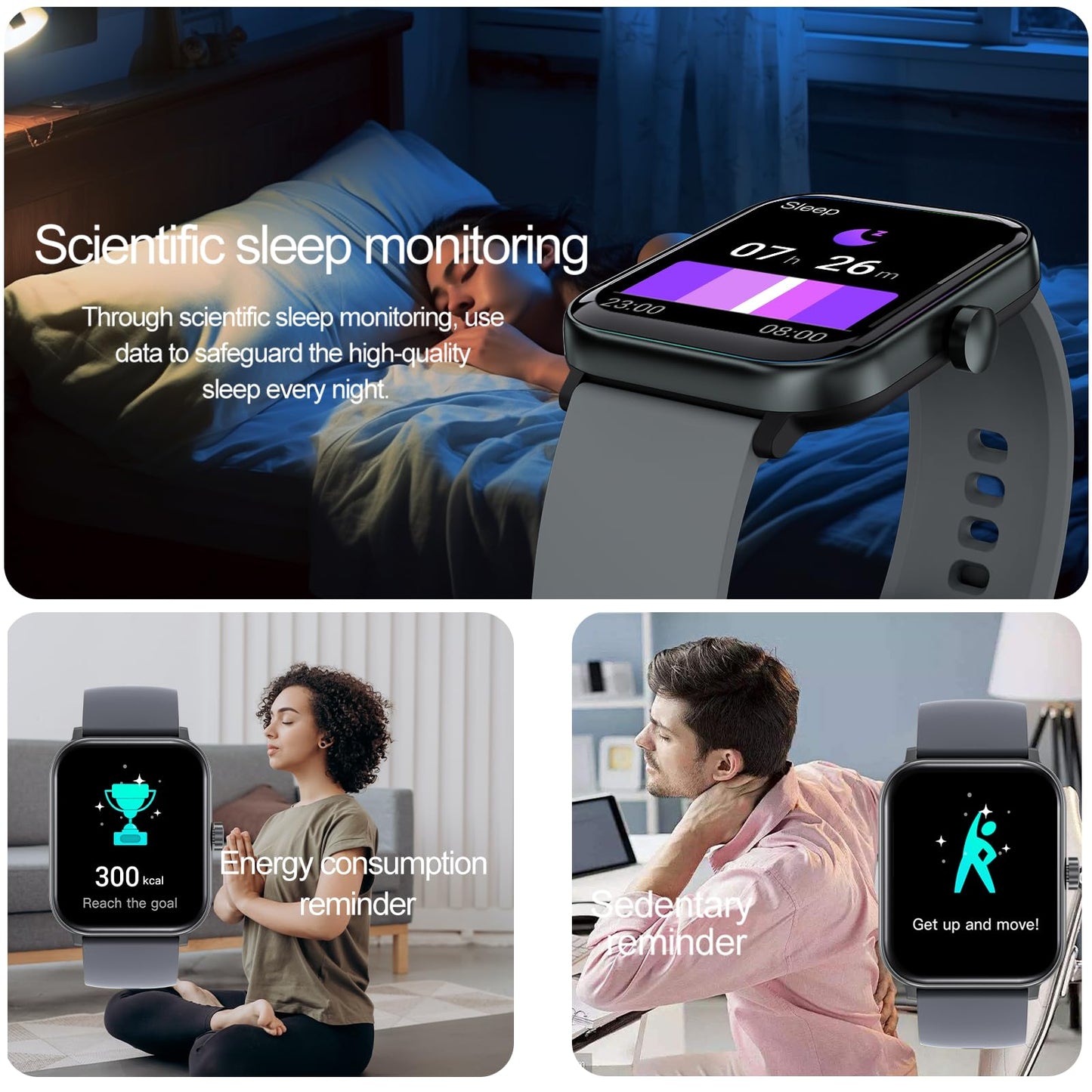 Smart Watches for Women,Fitness Tracker of Android Smart Watch,Heart Rate/Blood Oxygen/Sleep Monitoring,IP68 Waterproof Smartwatch for iPhone Samsung,Men's Smart Watch with Make/Answer Call