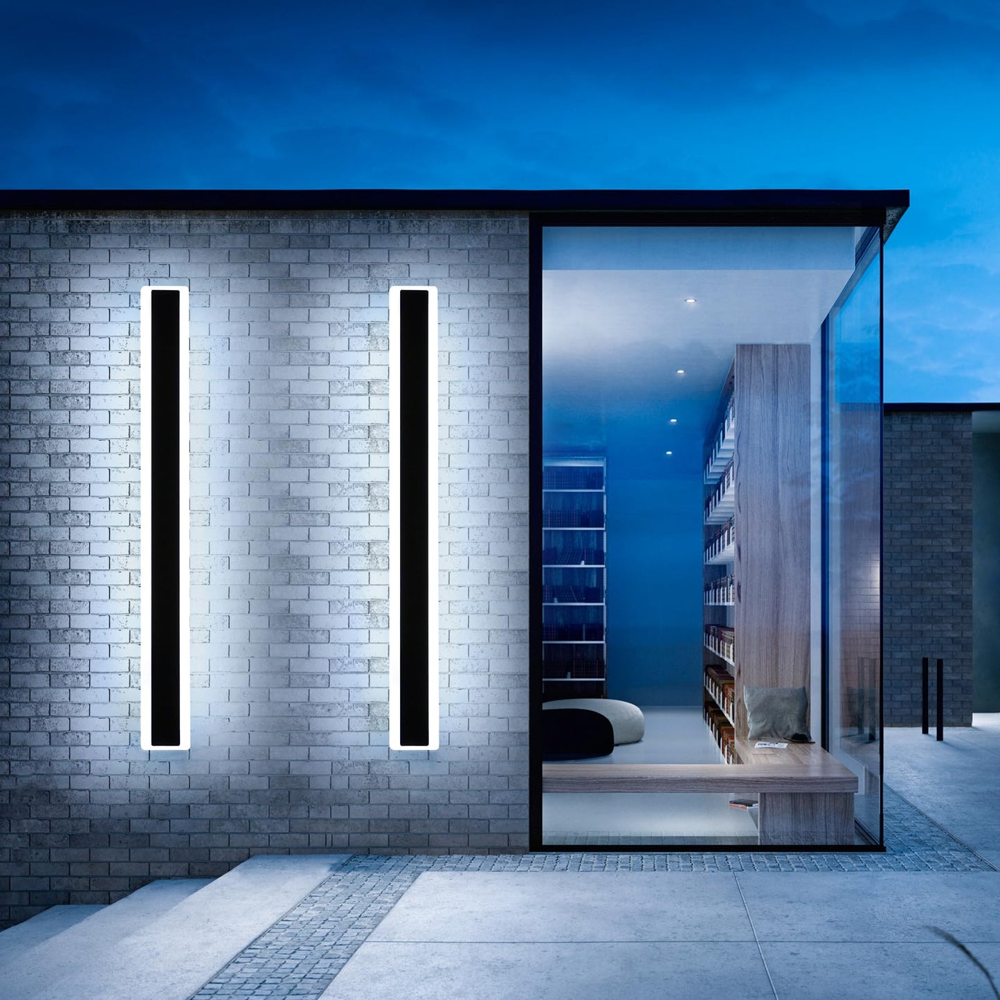 Mikeru 2Pack 70.8Inch Long Led Wall Light  6000K Cool White Modern Outdoor Wall Light Ip65 Waterproof Black Acrylic Porch Exterior Lighting Fixtures  Exterior Wall Mount Lights
