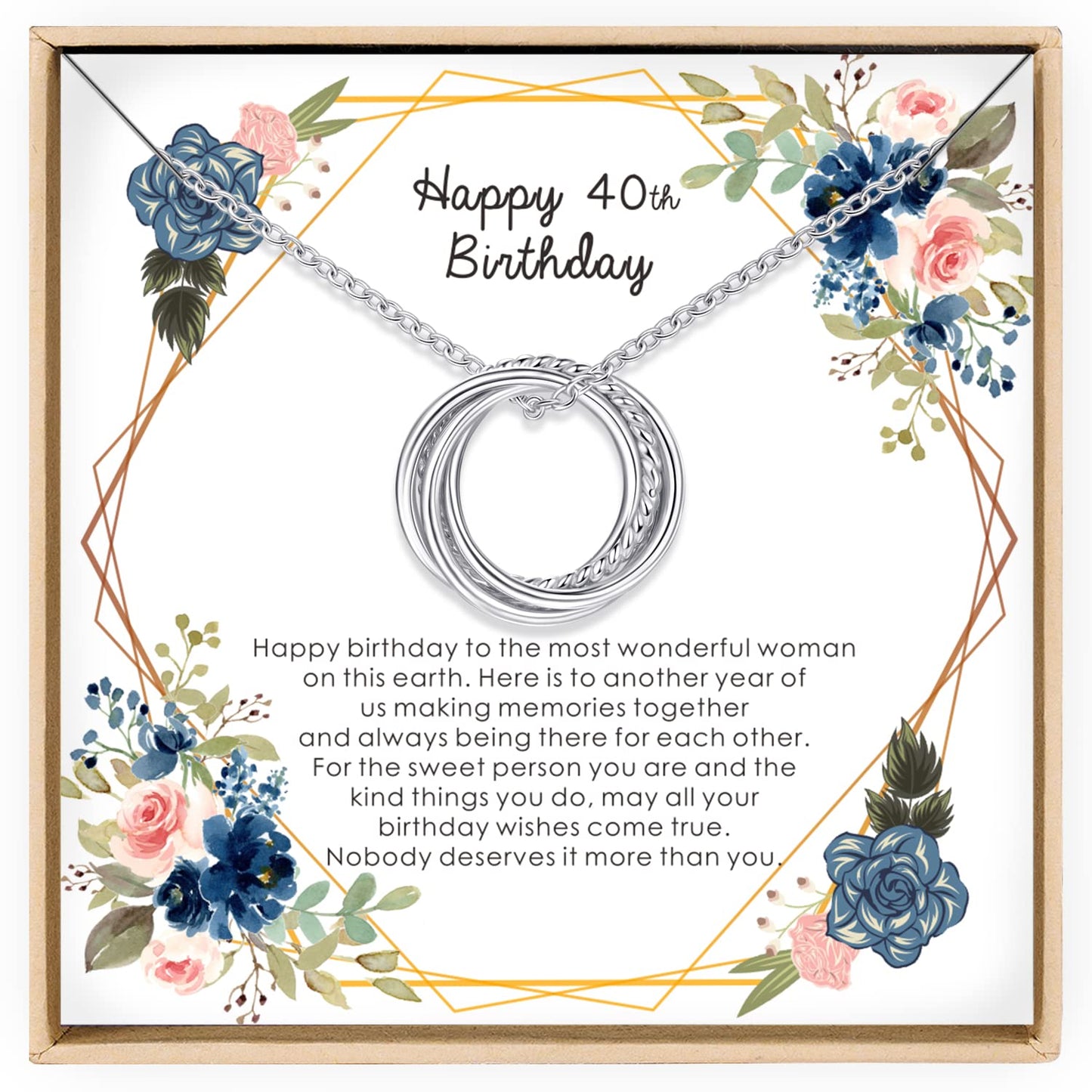 Annamate 40th Birthday Gifts for Women, Sterling Silver 4 Decade Jewelry Gifts Ideas, 40th Birthday Necklace Gifts for Her