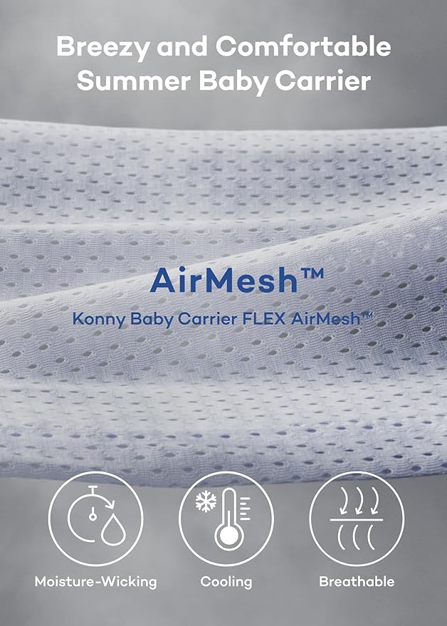 Konny Baby Carrier Flex SoftBreeze with Head Support - Adjustable, Easy to Wear Baby Wrap Sling, Perfect for Newborn Babies Essentials up to 44 lbs (M-4XL) - Neutral Beige