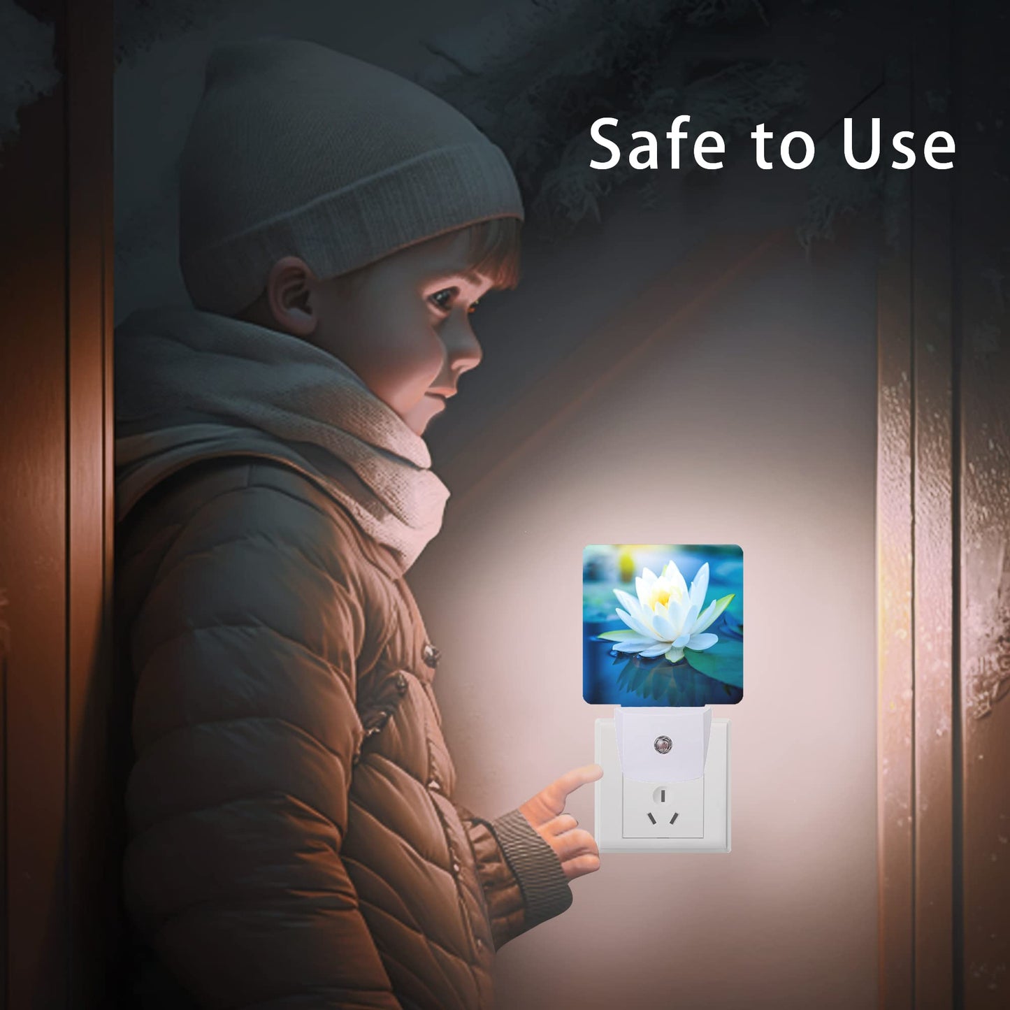 Oeaskly White Lotus Night Light Beautiful Flower Plug-In Night Lights With Dusk-To-Dawn Sensor For Bedroom  Bathroom And Living Room 0.5W Sleep Friendly Lamp For For Girlfriend/Boyfriend Gift