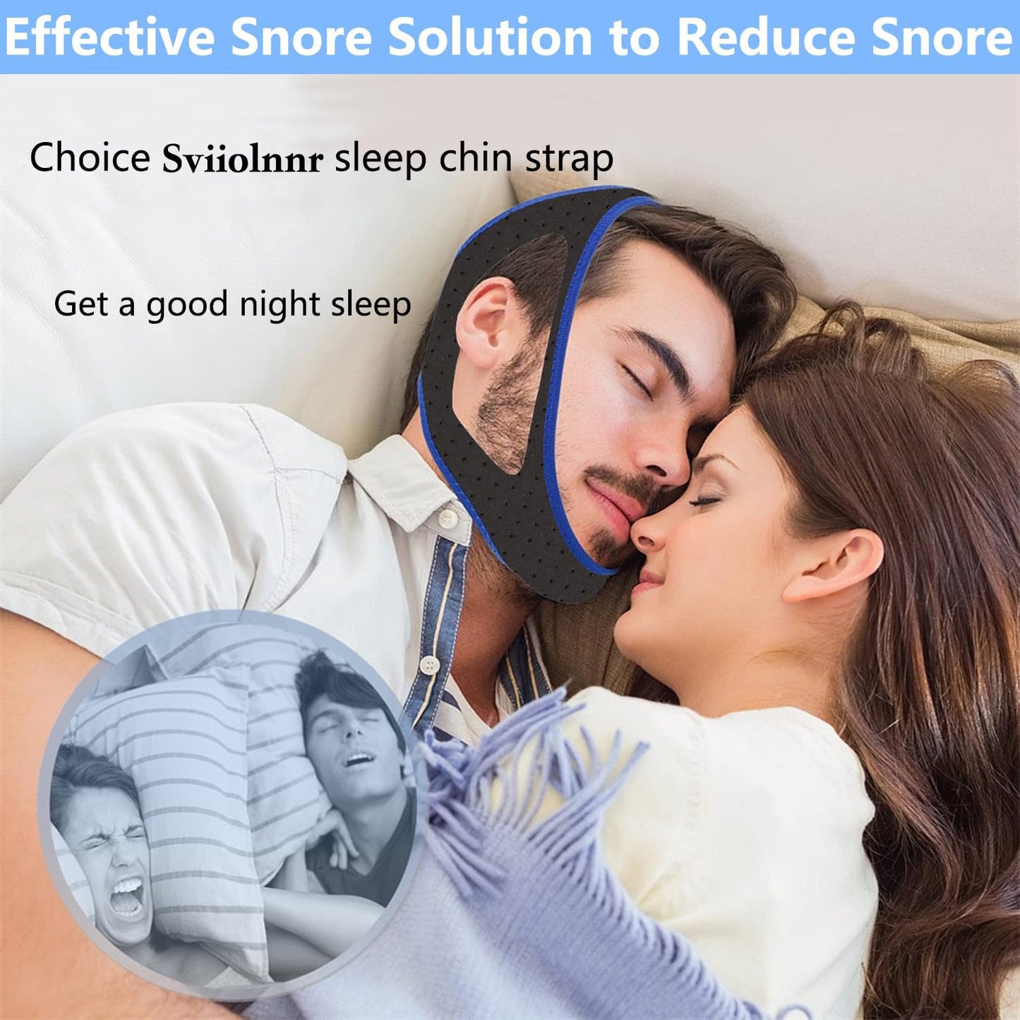 Anti Snoring Chin Strap with 2 Adjustable Velcro, Soft Airflow Chin Straps for Snoring, Safe and Effective Anti Snore Device, cpap Chin Strap to Keep Mouth Closed and Reduce Snoring