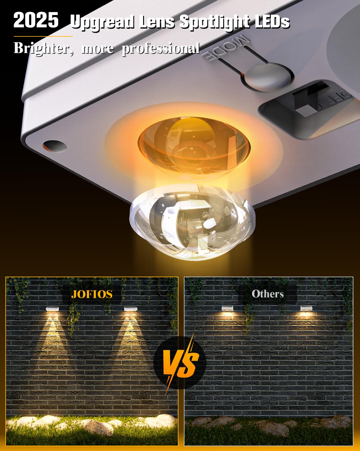 JOFIOS Solar Fence Lights 16 Pack, 50 Lumens, RGB Color Glow, Waterproof, White Shell, Model WL15