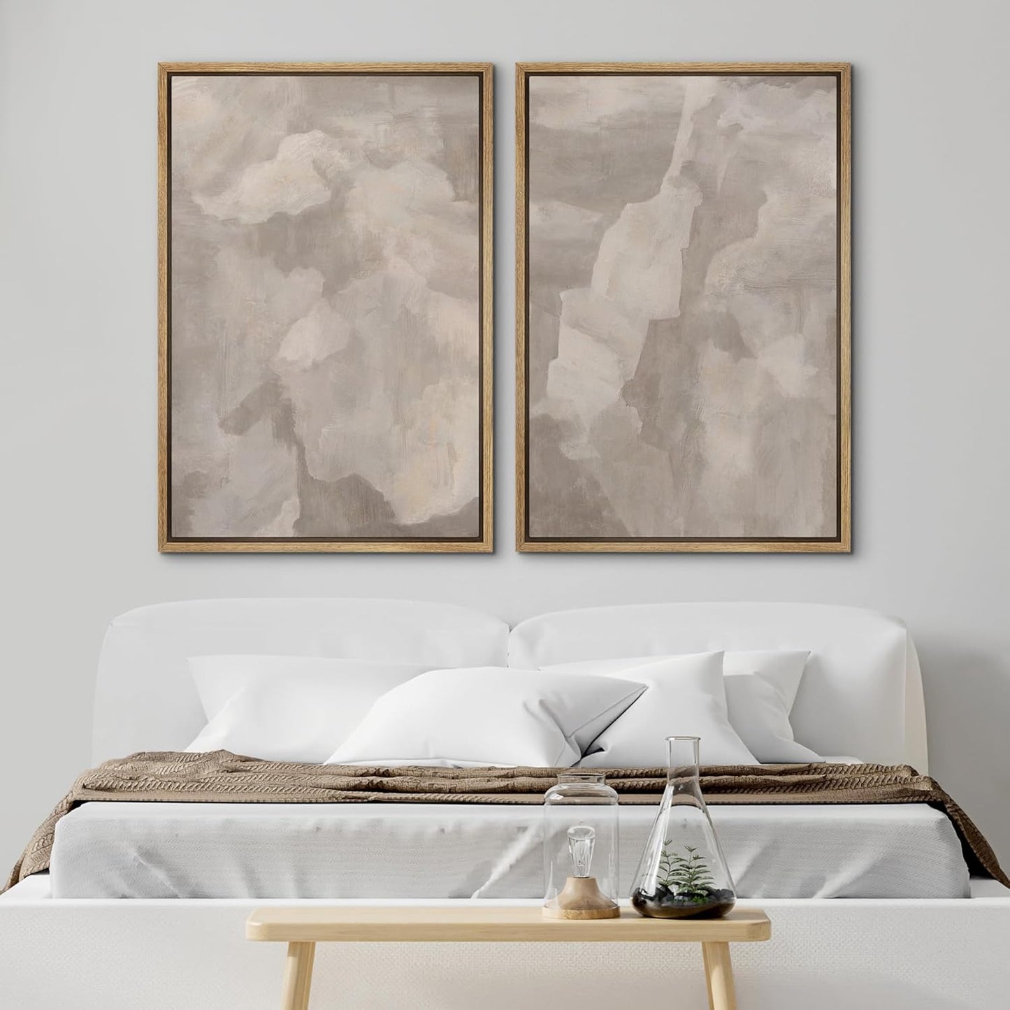 SIGNWIN Framed Canvas Print Wall Art Textured Abstract Earthy Beige Tones Illustrations Modern Art Decorative Contemporary for Living Room, Bedroom, Office - 16"x24"x2 Natural