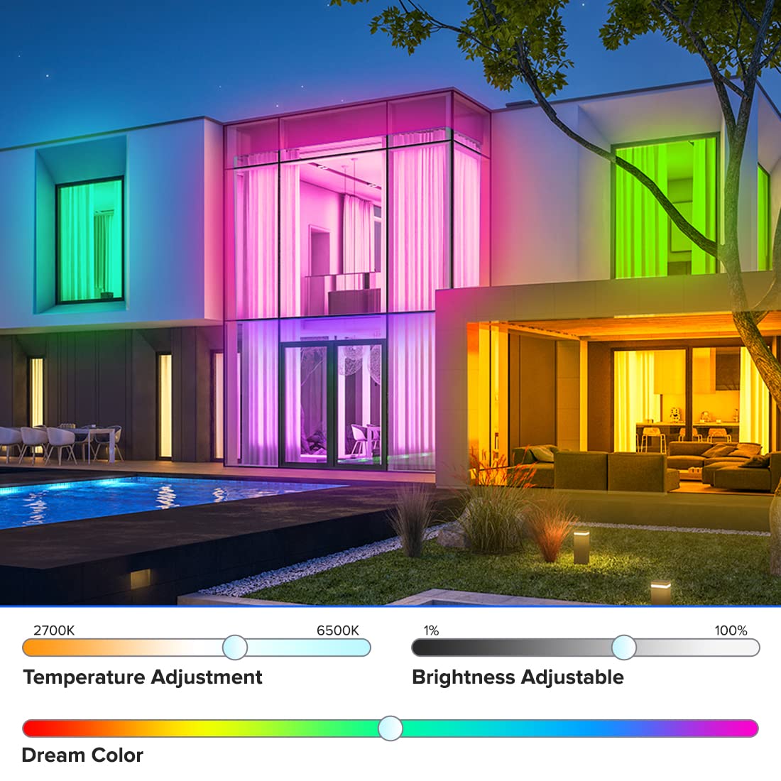 Btf-Lighting Ws2805 Ic Rgbcct Addressable Dual Data Led Strip 5050Smd 16.4Ft 60Led/M 10Pixel/M 5 Colors In 1 Chasing Color Rgb+Cct 3000K-6500K Lights Strip Ip30 Dc24V(No Adapter Or Controller)