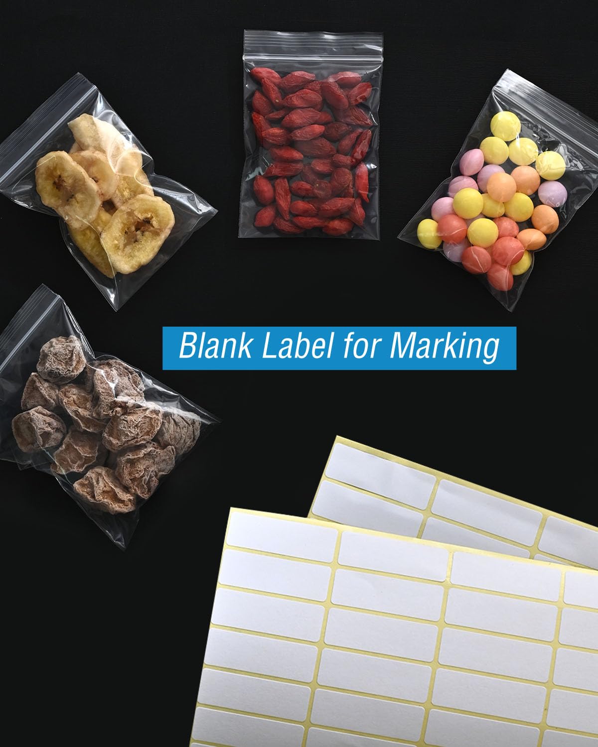 500 PCS Small Plastic Bags, Mini Resealable Bags, 4 Different Sizes Small Jewelry Clear Storage Poly Bag for Packaging, Candy, Pill