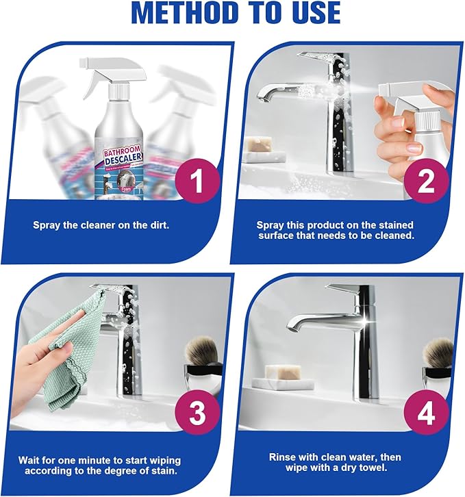 2Pcs Stubborn Stains Cleaner,Limescale Cleaner,Bathroom Foam Cleaner Spray,Bathroom Descaler Cleaner,All-Purpose Bathroom Descaler Foam Spray 2.02 floz