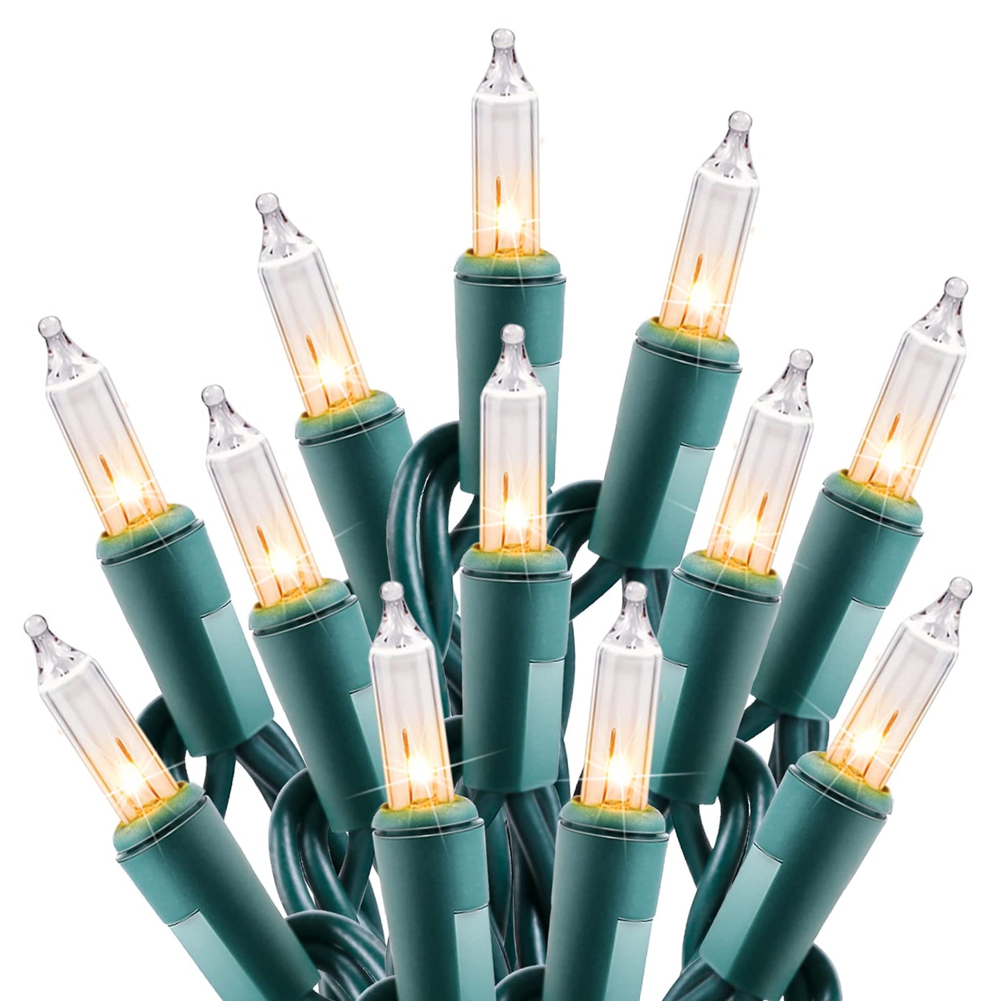 Minetom Clear Christmas Lights - 100 Count Waterproof Mini String Lights, Color Changing, 25 Feet, Green Wire
