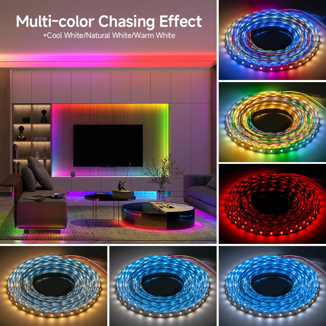 Btf-Lighting Sk6812(Similar Ws2812B) Rgbw Rgb+Warm White(3000K) Individually Addressable Dc12V 16.4Ft 60Led/Pixels/M 4 Colors In 1 Light Dream Color Led Strip Ip65 White Pcb(No Adapter Or Controller)