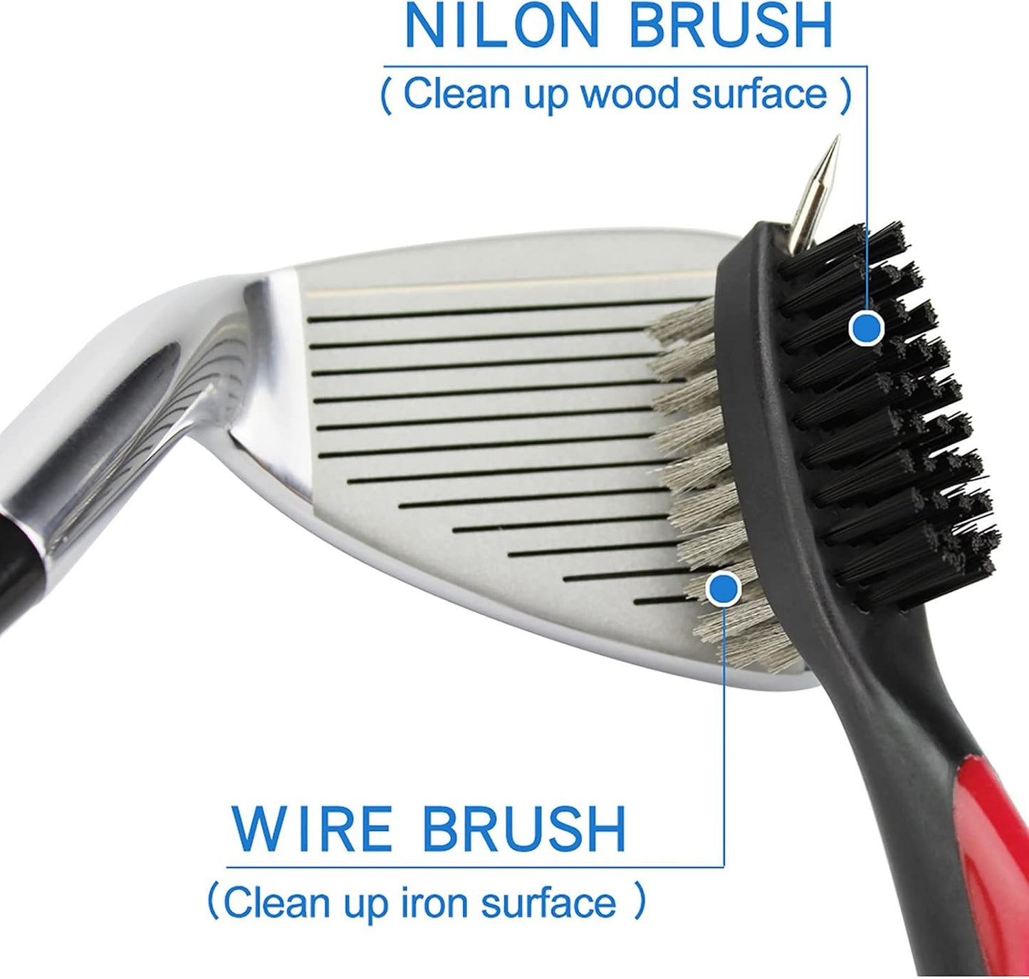 VIPMOON Golf Club Groove Sharpener Tool, Golf Brush and Groove Cleaner with Retractable Zip-line Aluminum Carabiner, Groove Sharpener Golf for Wedge & Irons, U & V-Grooves, Golf Accessories for Men