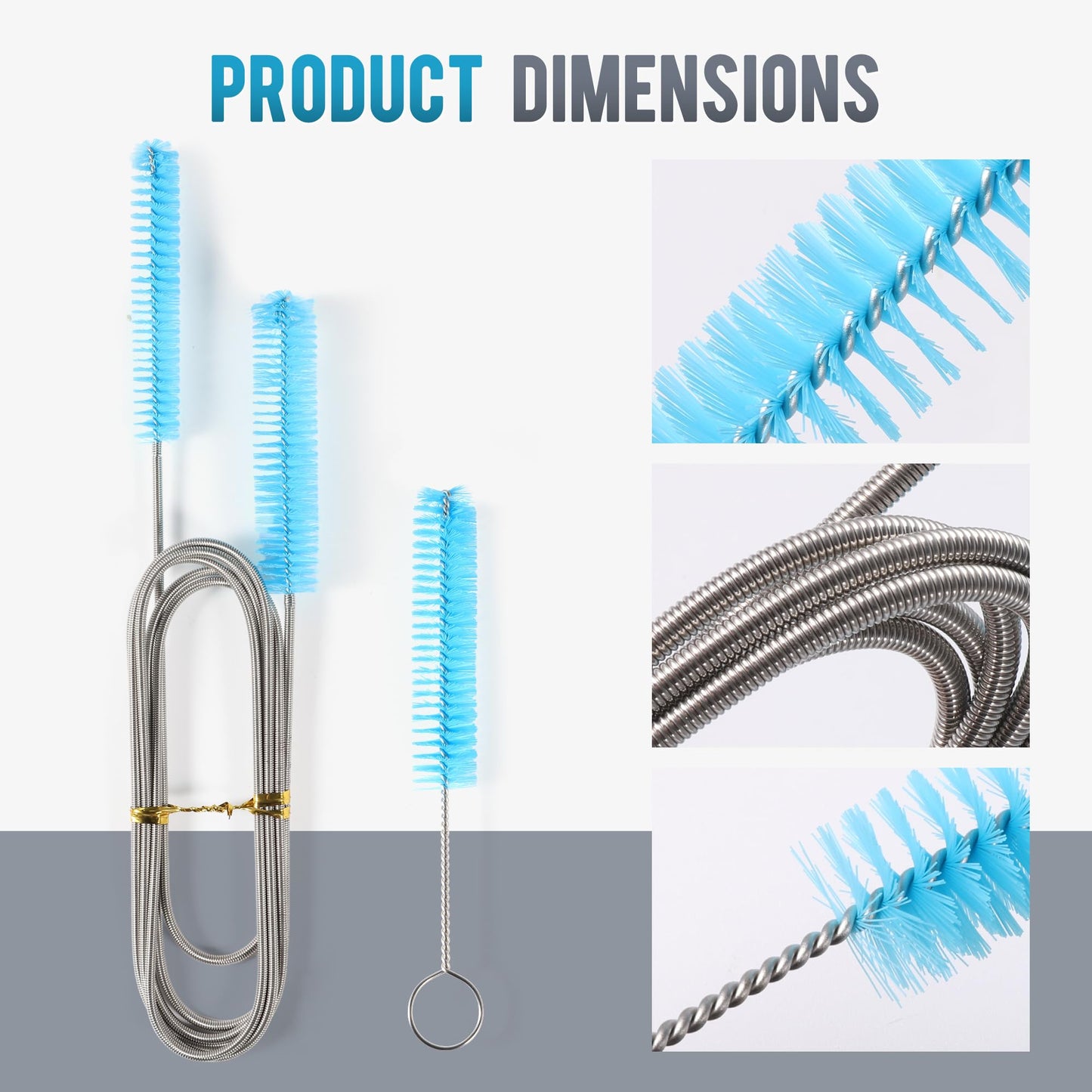 Tacare CPAP Cleaning kit Hose and Mask Brush with Collapsible Wash Basin Tub，Sponge and Storage Hag，6.9ft Extra Long Hose Brush, Compatible with 15mm and 22mm Hoses