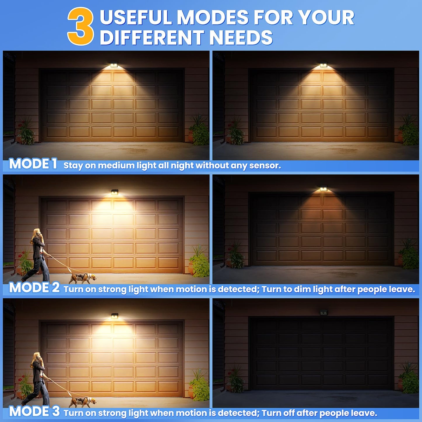CLAONER Solar Motion Sensor Lights, 10 Pack, Super Bright, Warm White, Waterproof, 3 Lighting Modes, Model SL360AW