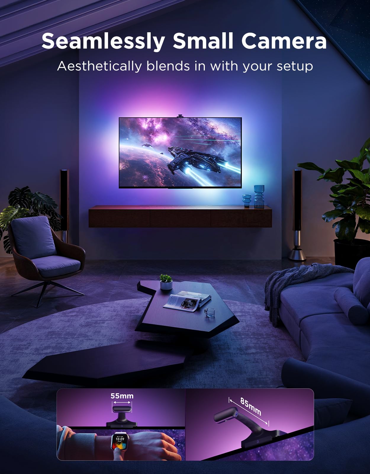 Govee Tv Backlight 3 Pro With Hdr Triple Camera  16.4Ft 5-In-1 Rgbwwic Led Strip Lights That Change With 75-85 Inch Tvs  75Leds/M  Supports Ai Filter  Smart App And Voice Control  Dreamview Sync