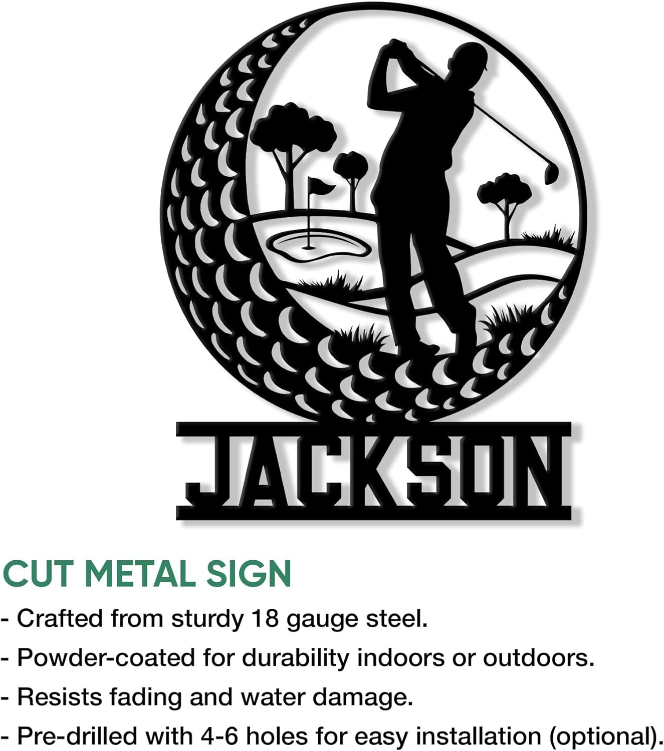 Personalized Golf Metal Sign, Custom Golfer Name Wall, Fence, Yard, Porch, Patio, Home, Office, or Man Cave Decor – Gift for Dad, Husband, Boyfriend, Son, or Golf Lover on Birthday or Holiday