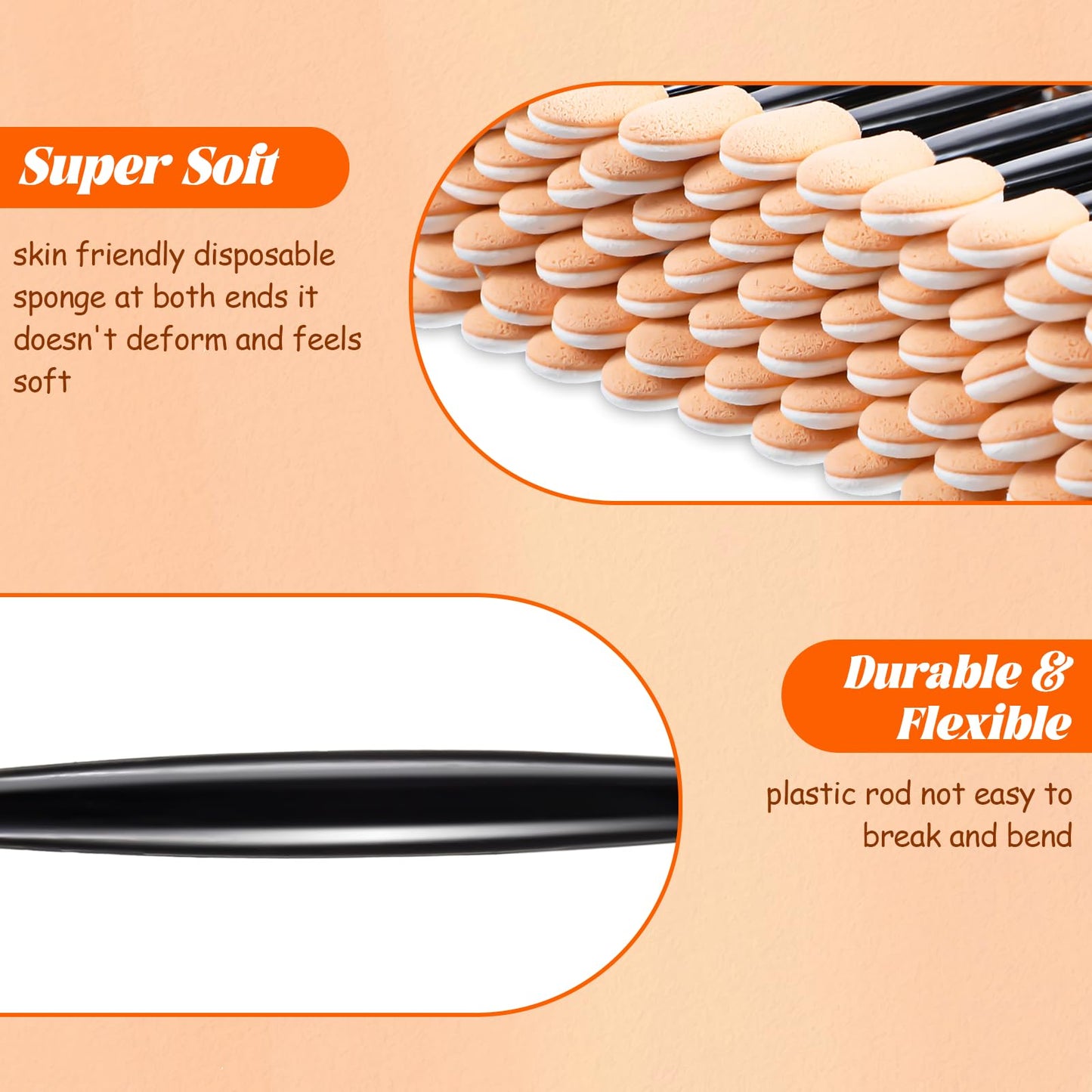 600 Pcs Disposable Eyeshadow Brushes, 2.4 Inch Eyeshadow Brush Sponge Makeup Applicators Dual Sides Makeup Applicator Sticks for