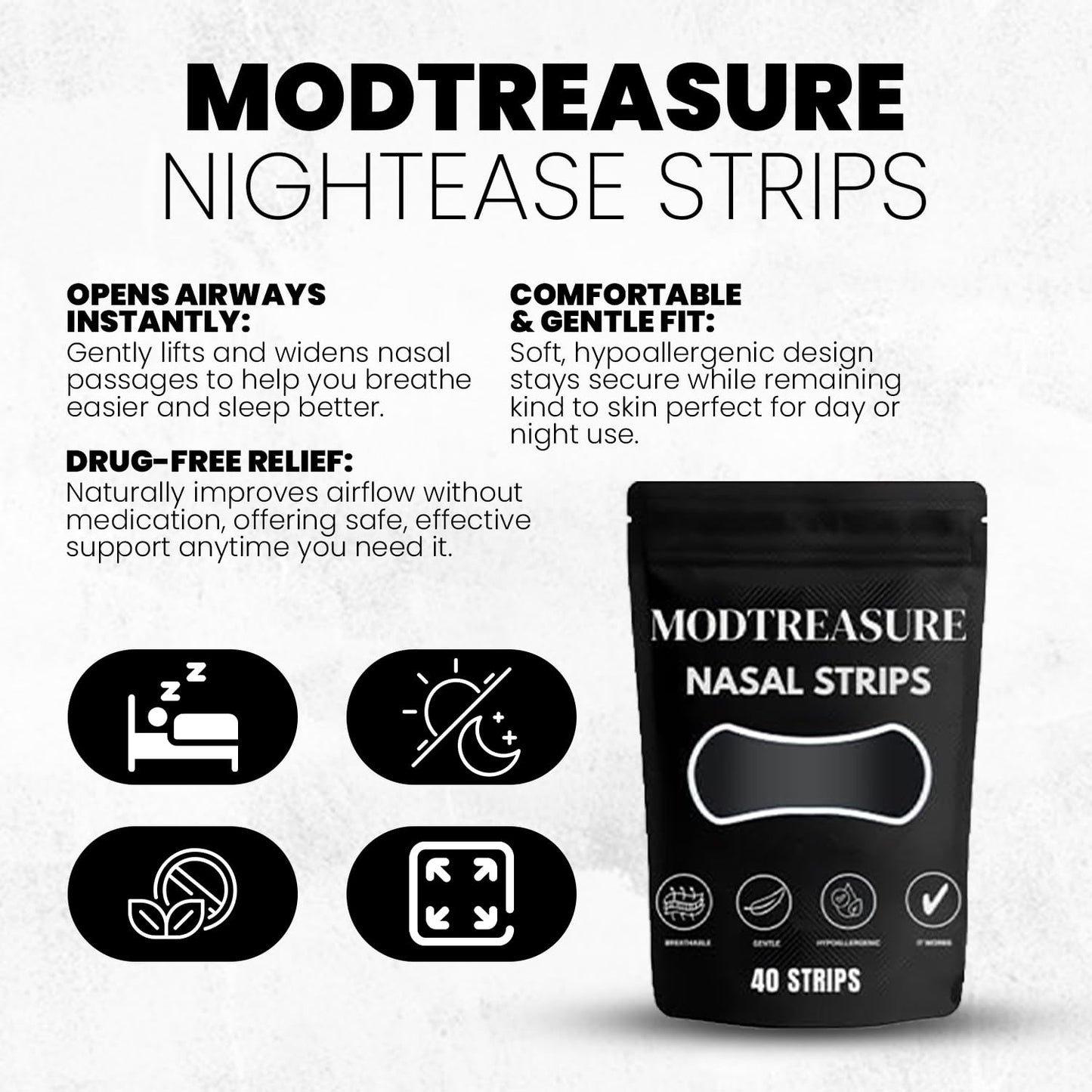 Anti Snoring Nasal Strips 40 Count – Magnetic Nose Strips for Breathing, Gentle & Hypoallergenic Nose Strips for Breathing, Instantly Open Airways for Easy Breathing & Natural Sleep Aid.