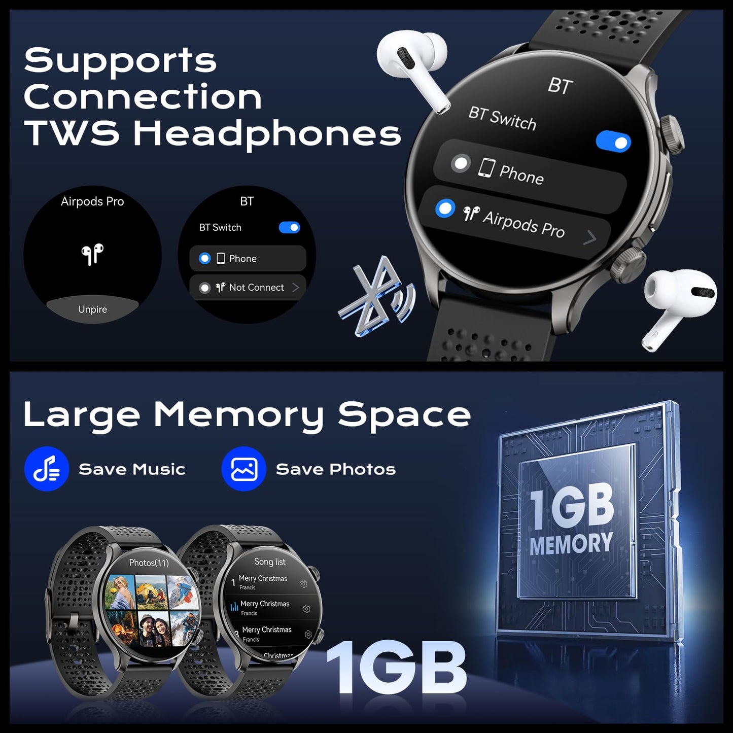 GPS Smart Watches for Men (Answer/Make Call), 1.60" AMOLED Display Smartwatch, 170+ Sports Modes Fitness Tracker Watch with Compass Pedometer, 5ATM Waterproof Mens Smart Watch for Android iPhone