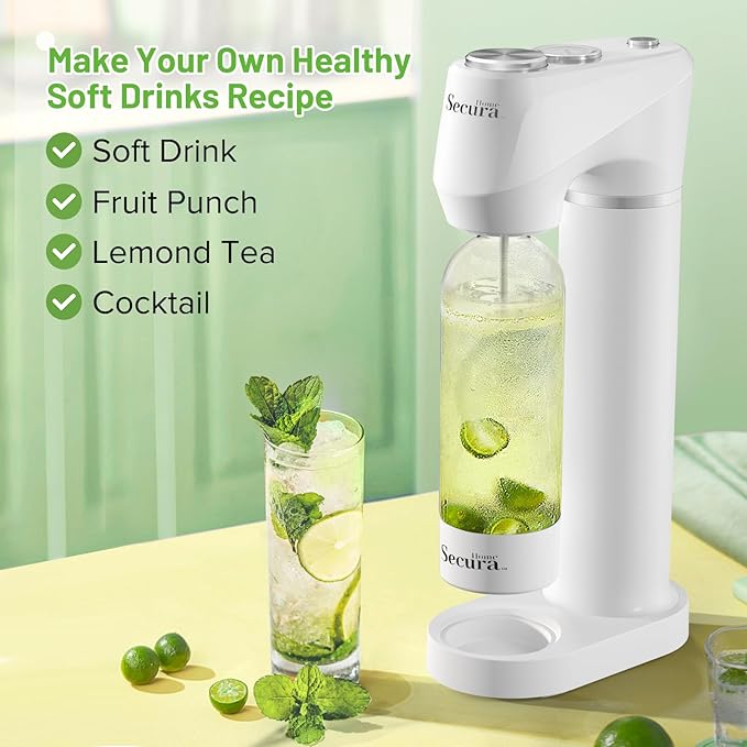 Soda Streaming Machine Soda Maker, Sparkling Water and Carbonated Water Machine, Compatible with 60l Co2 Cylinders (Not Included)