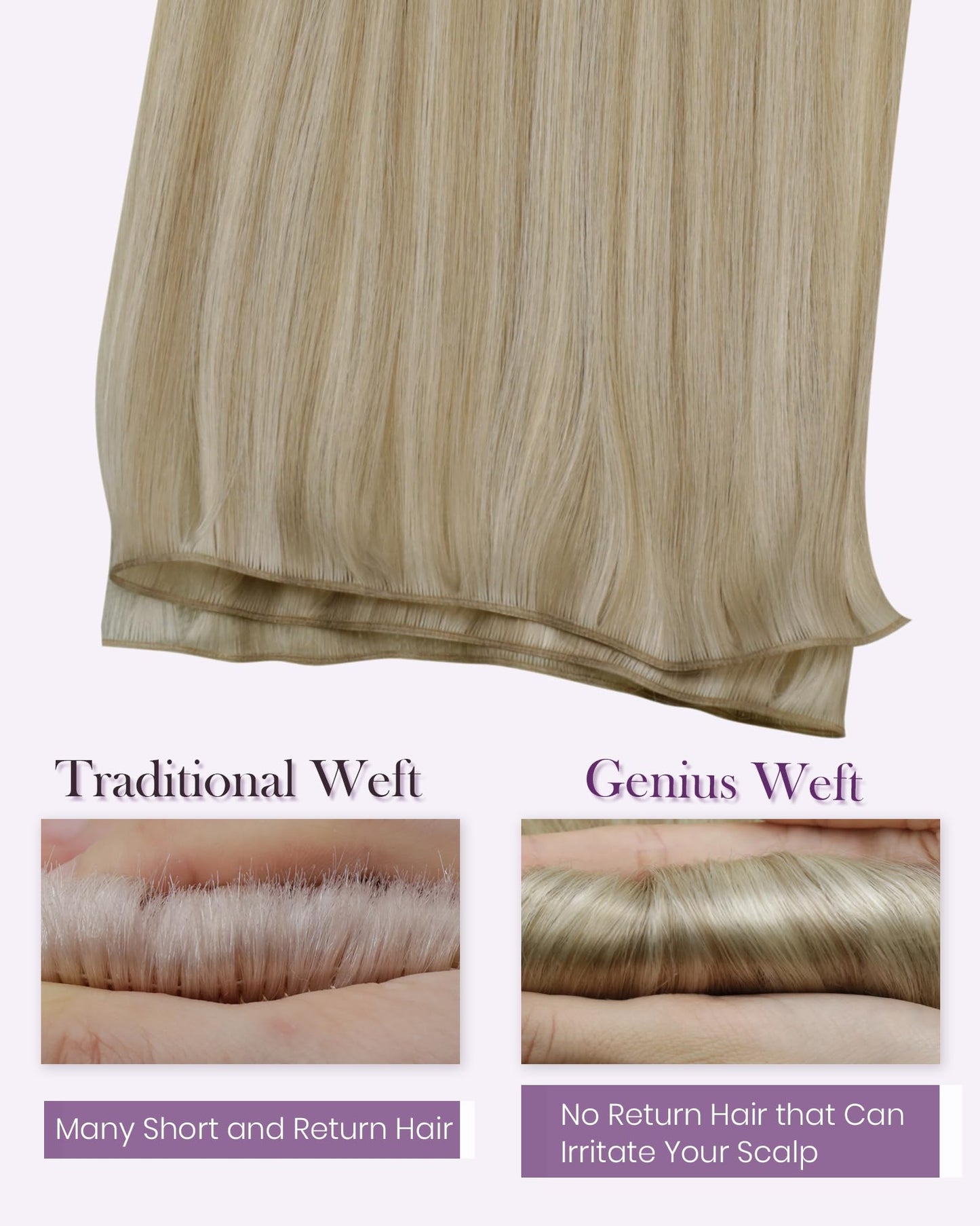 LaaVoo Genius Weft Hair Extensions Human Hair Blonde Highlights Sew in Hair Extensions Real Human Hair Hand Tied Weft Hair Exten