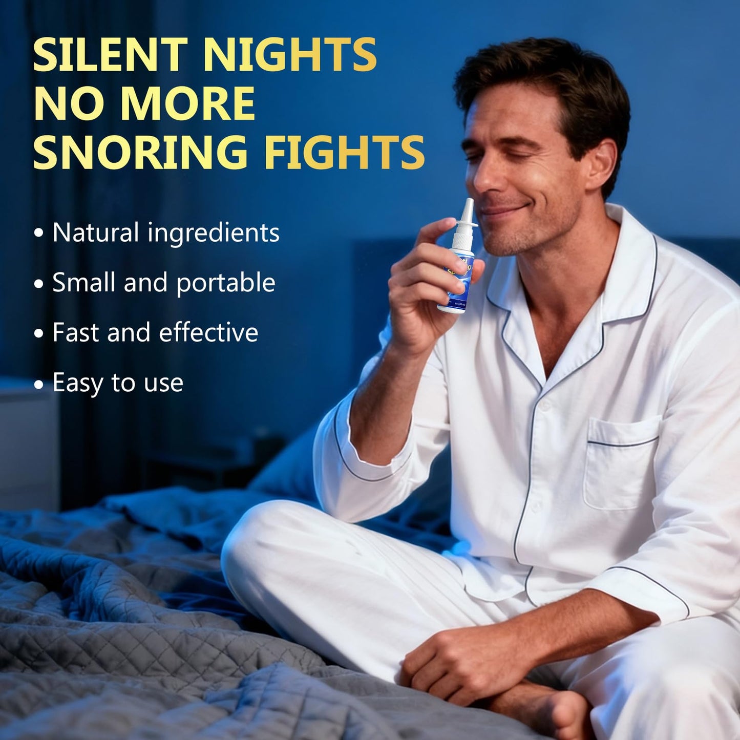 Anti Snoring Spray,Helps Reduce Snoring Sounds for Quiet Sleep,Easy-to-Use Natural Anti Snoring Spray for Adults,30ML