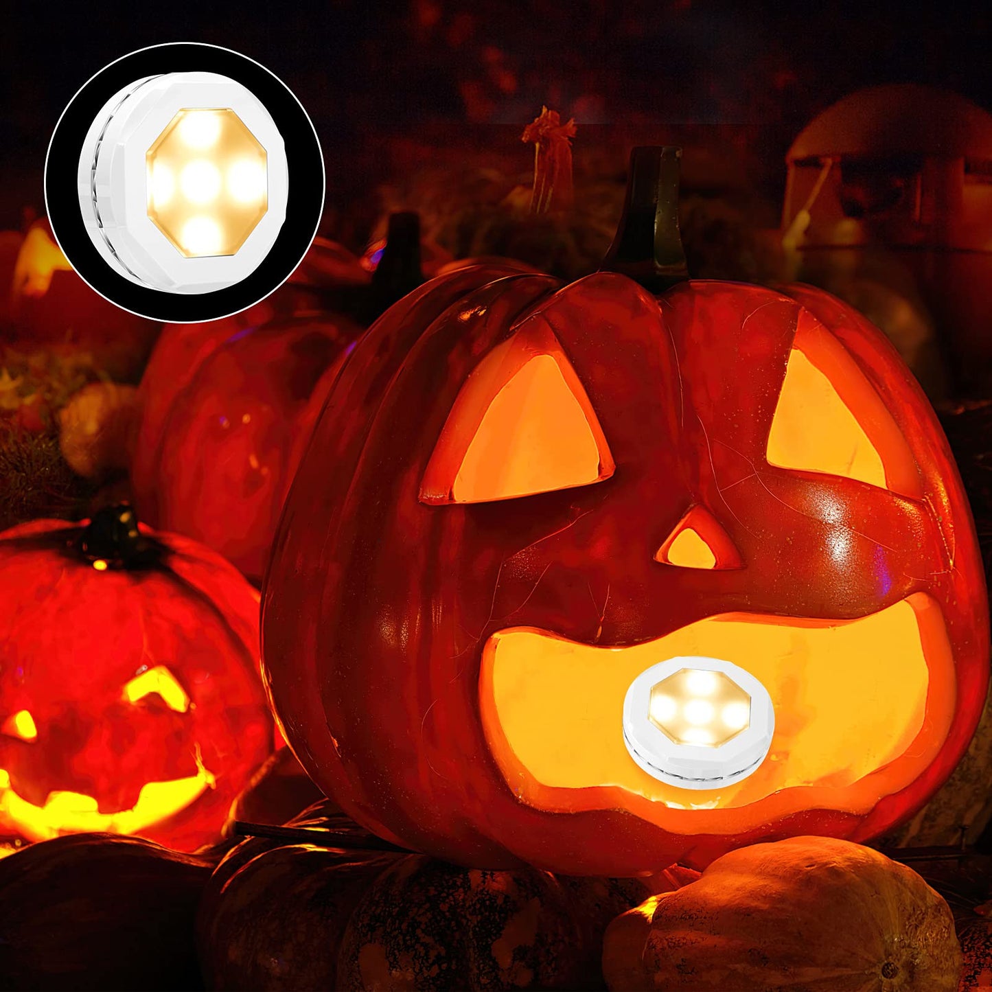 Litake Halloween Pumpkin Lights - Color Changing Rgb, Battery Operated, Remote Control, 6 Pack